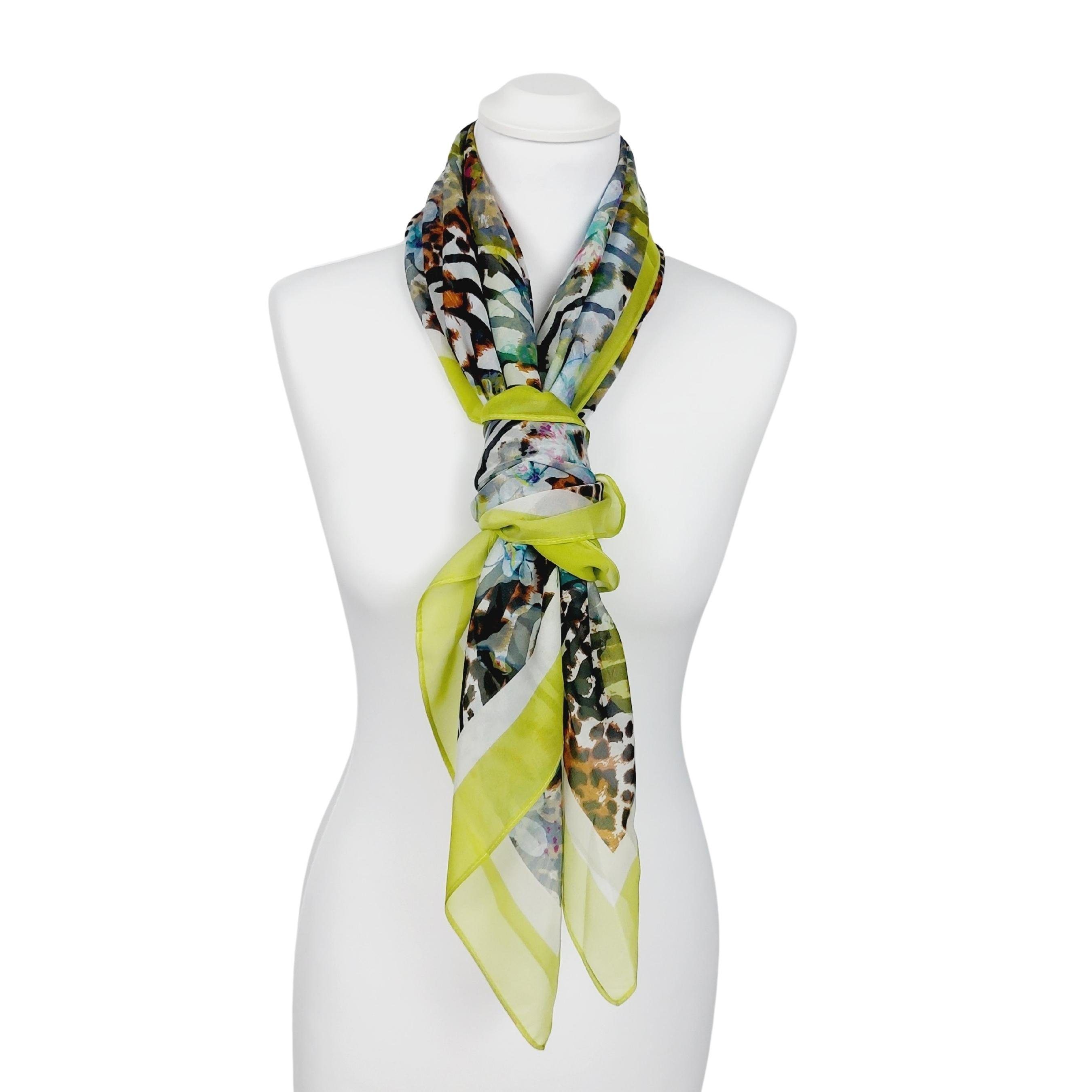 TINITEX Seidentuch Seidentuch Halstuch Floralprint Lilien afrikanisch
