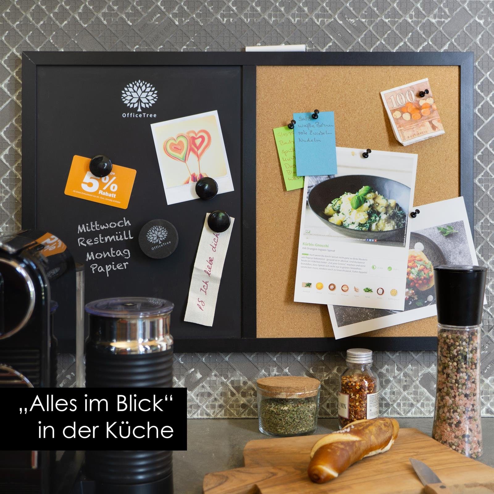 OfficeTree Wandtafel Kombitafel, (Set), Tafel Korkwand Memoboard mit Zubehör