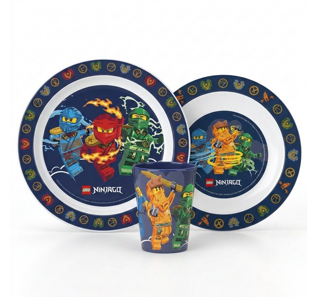 LEGO® Kindergeschirr-Set LEGO Ninjago Kinder Geschirr-Set 3-teilig Teller Schüssel Becher 260 (3-tlg), 1 Personen