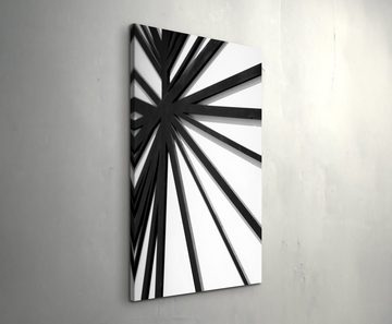 Sinus Art Leinwandbild Schwarze und weiße Linien auf weißer Wand - Leinwandbild