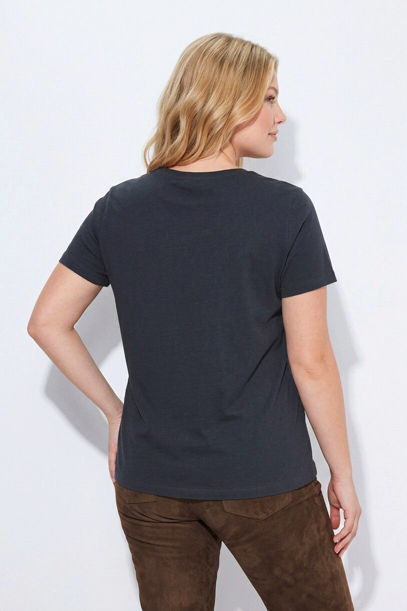 Ulla Popken T-Shirt T-Shirt Herz Classic Rundhals Halbarm