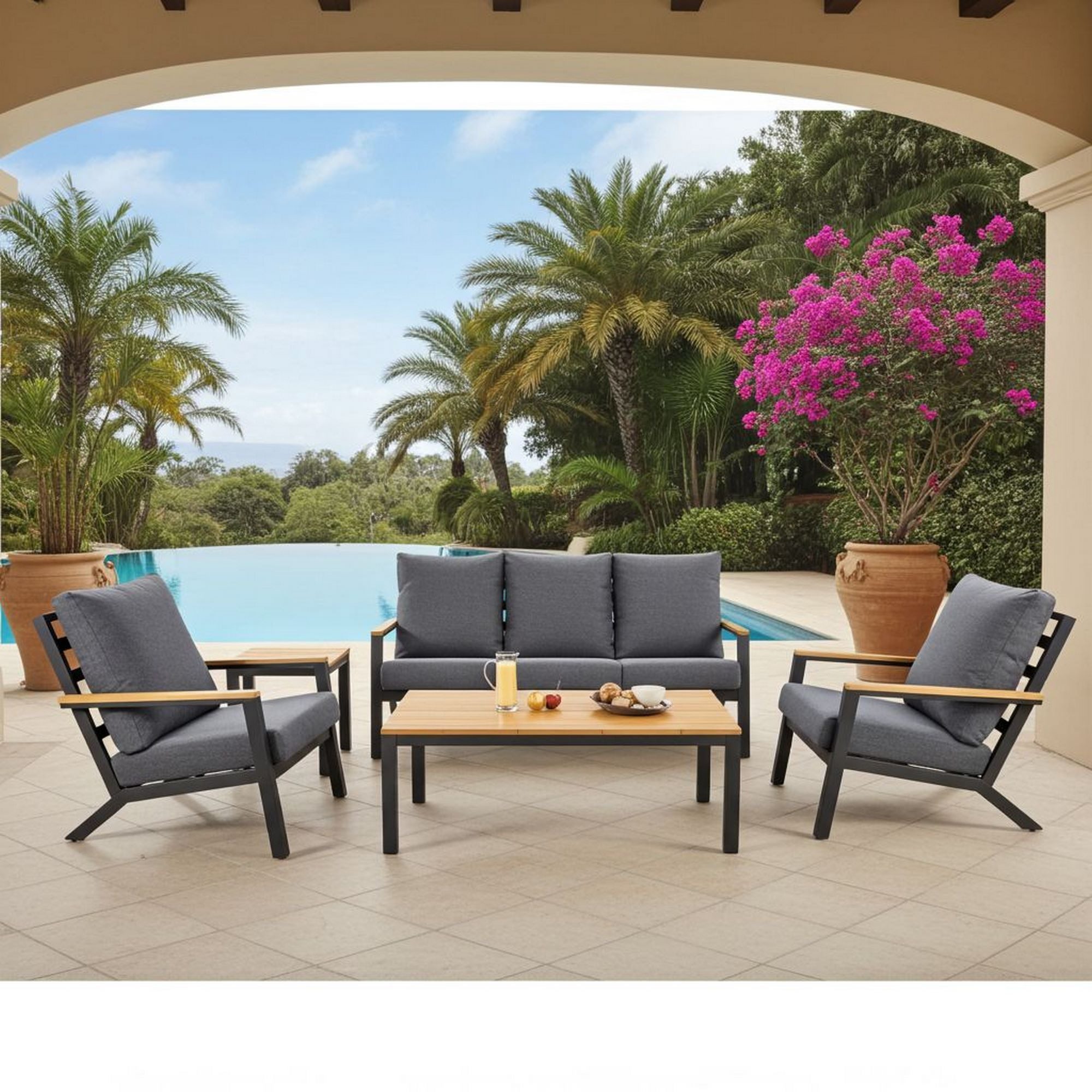 Lesli Living Gartenlounge-Set Lesli Living Lounge-Set Donnan anthrazit/grau