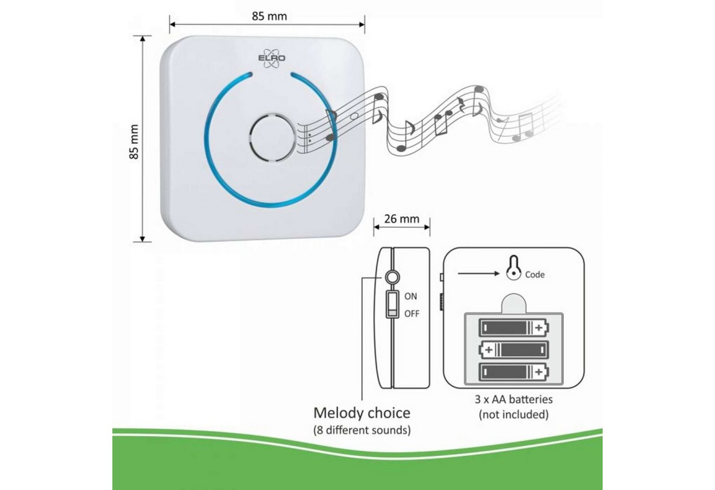 Thumbnail - Elro Smart Home Türklingel DVC04C (Innenbereich, Drahtlose Türklingel für DVC040IP)