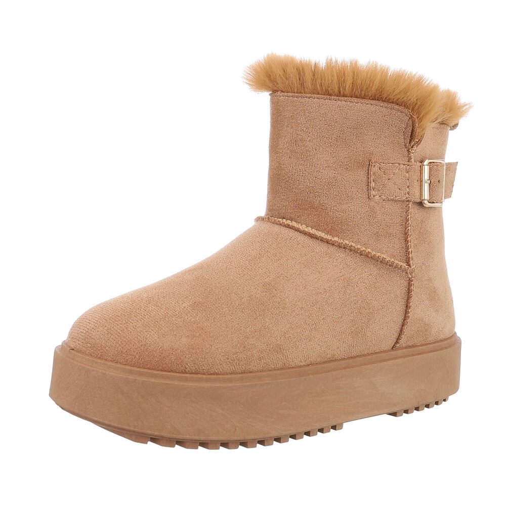 Ital-Design Damen Snowboots Freizeit Snowboots (87214459) Flach Plateaustiefeletten in Camel