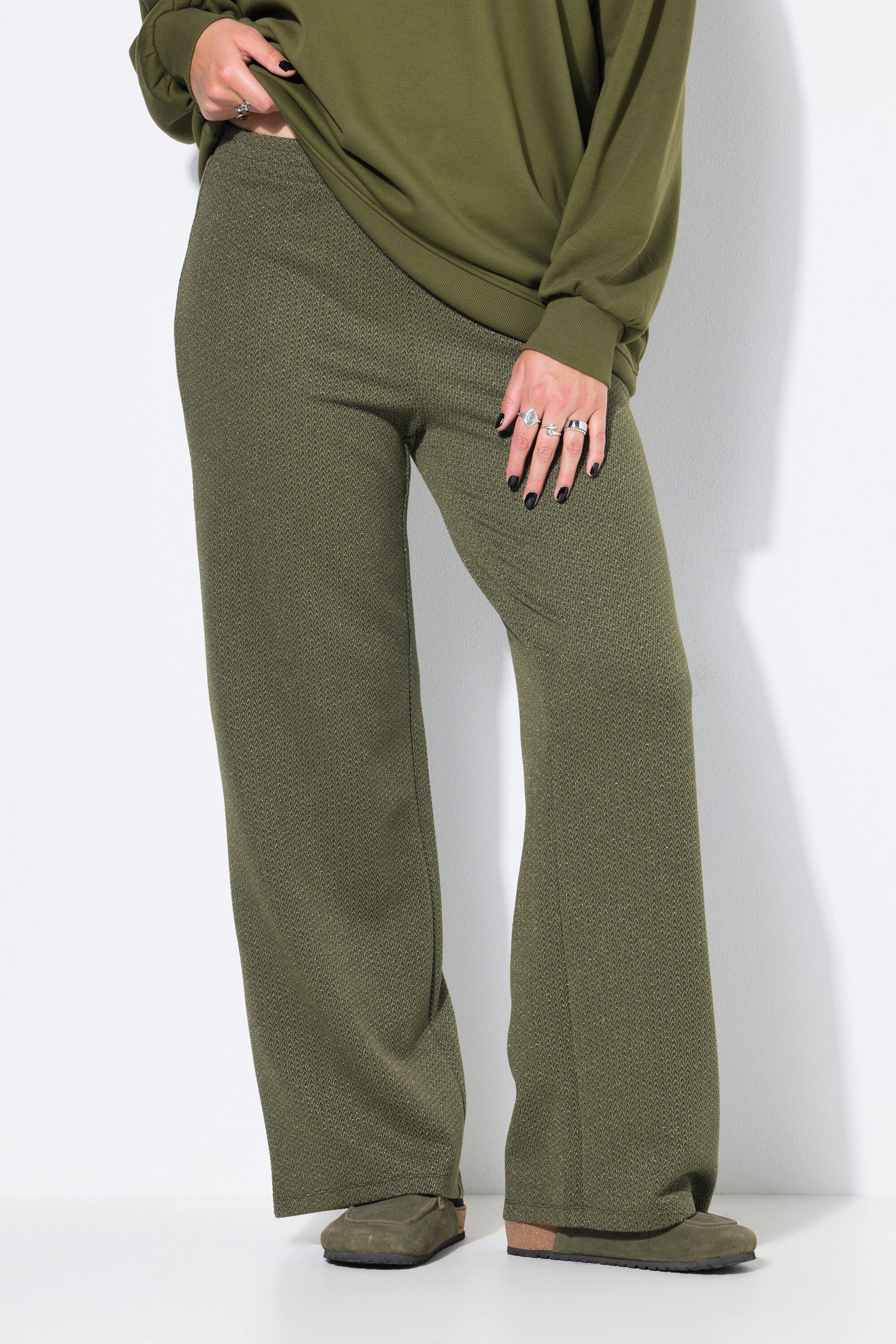 Schlupfhose Hose Wide Legs High Waist Glitzer-Jacquard