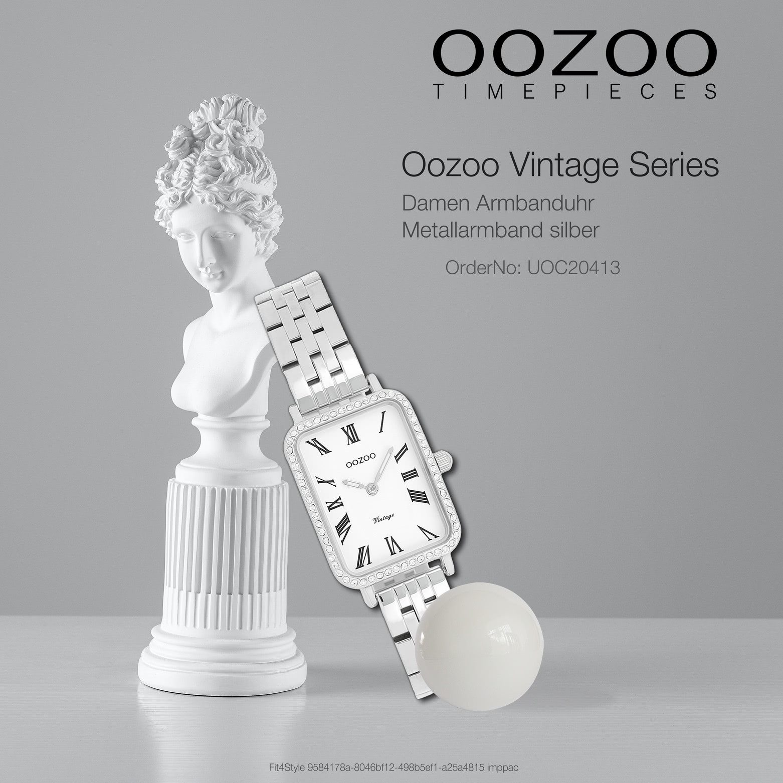 OOZOO Quarzuhr Oozoo Damen Armbanduhr OOZOO Vintage, (Analoguhr), Damenuhr rechteckig, extra groß (24x28mm) Metallarmband, Fashion-Style