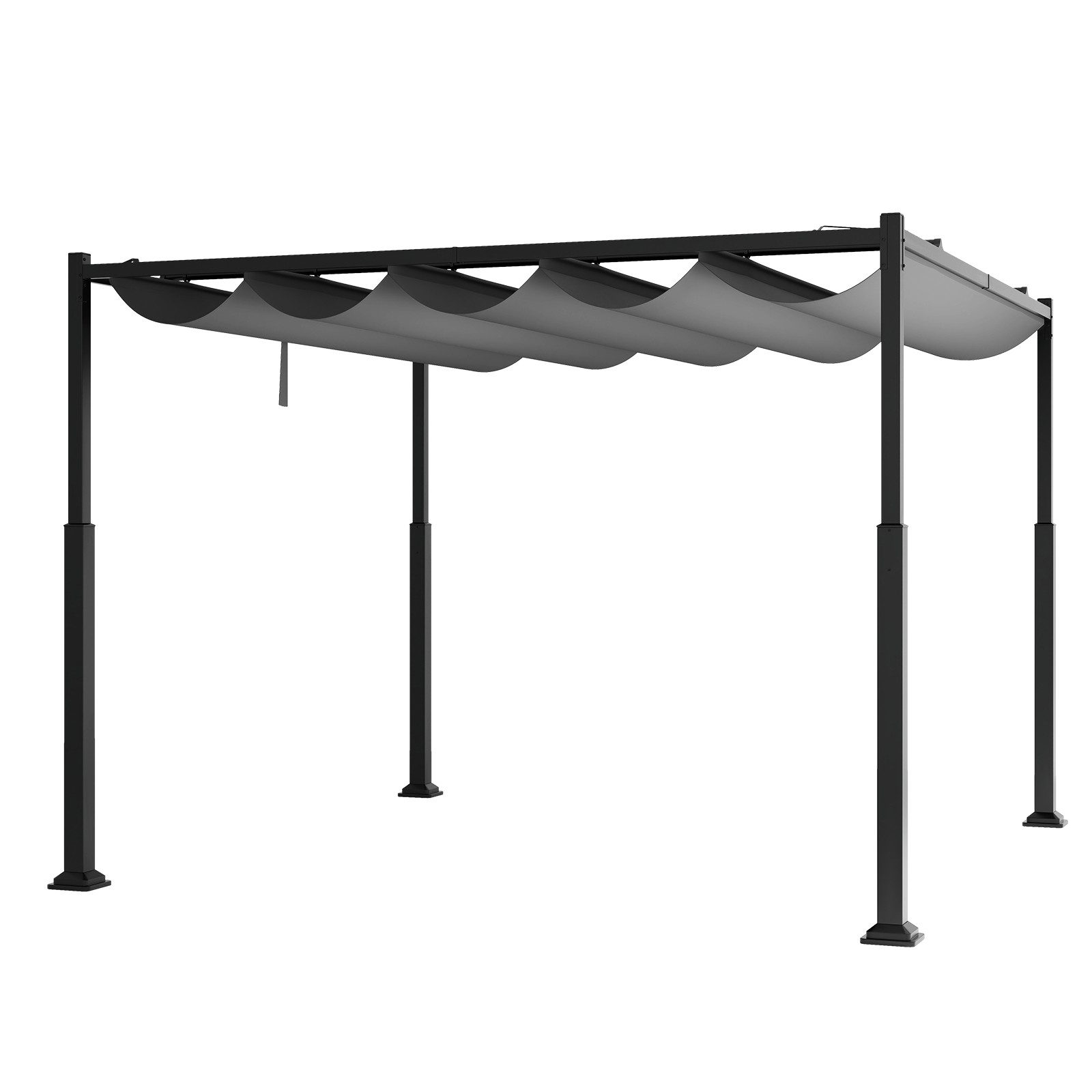 KOMFOTTEU Pavillon, Pergola mit einziehbarem Baldachin, 3,1 x 3,1 m