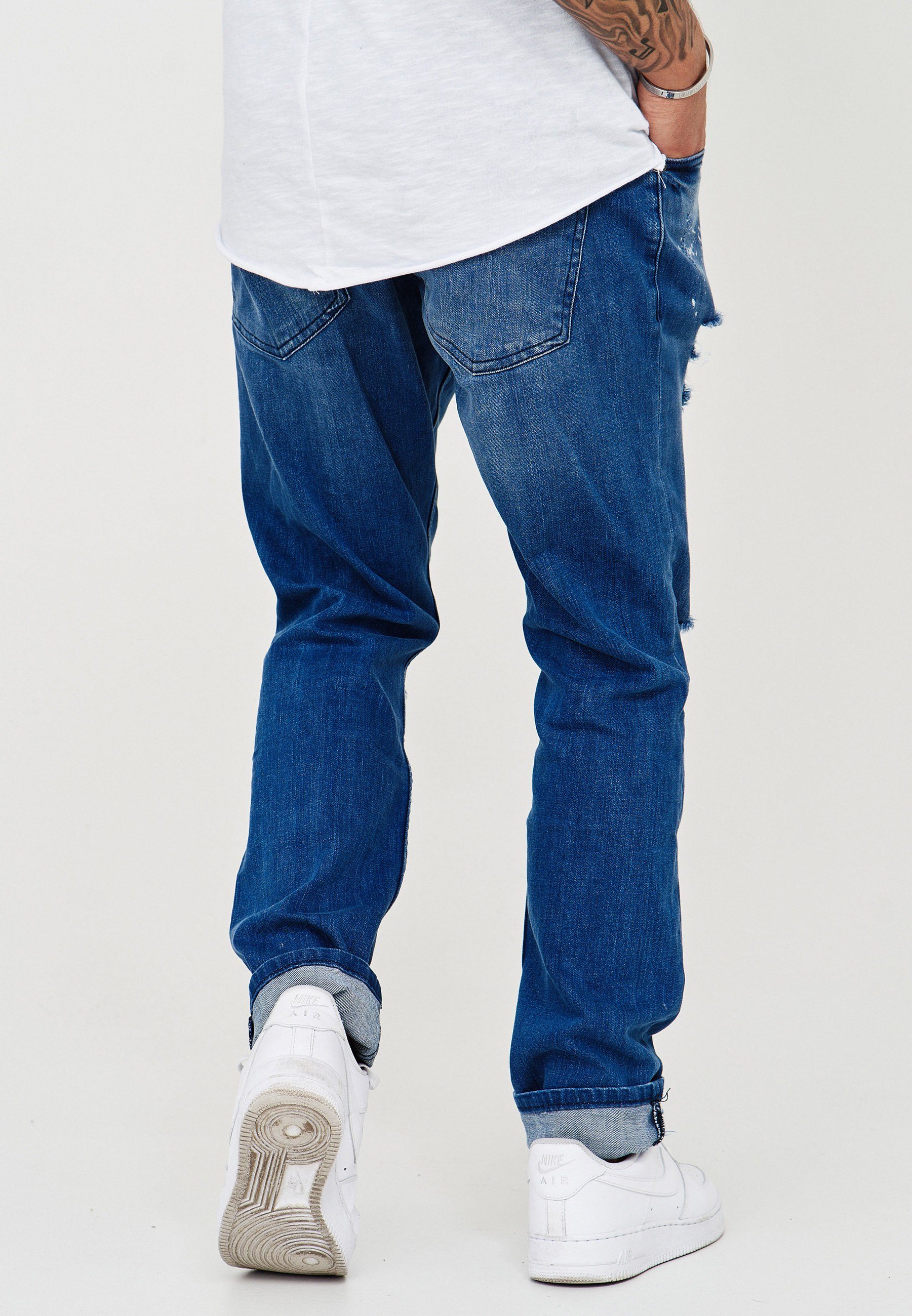 behype Slim-fit-Jeans SLY Destroyed-Elementen mit blau