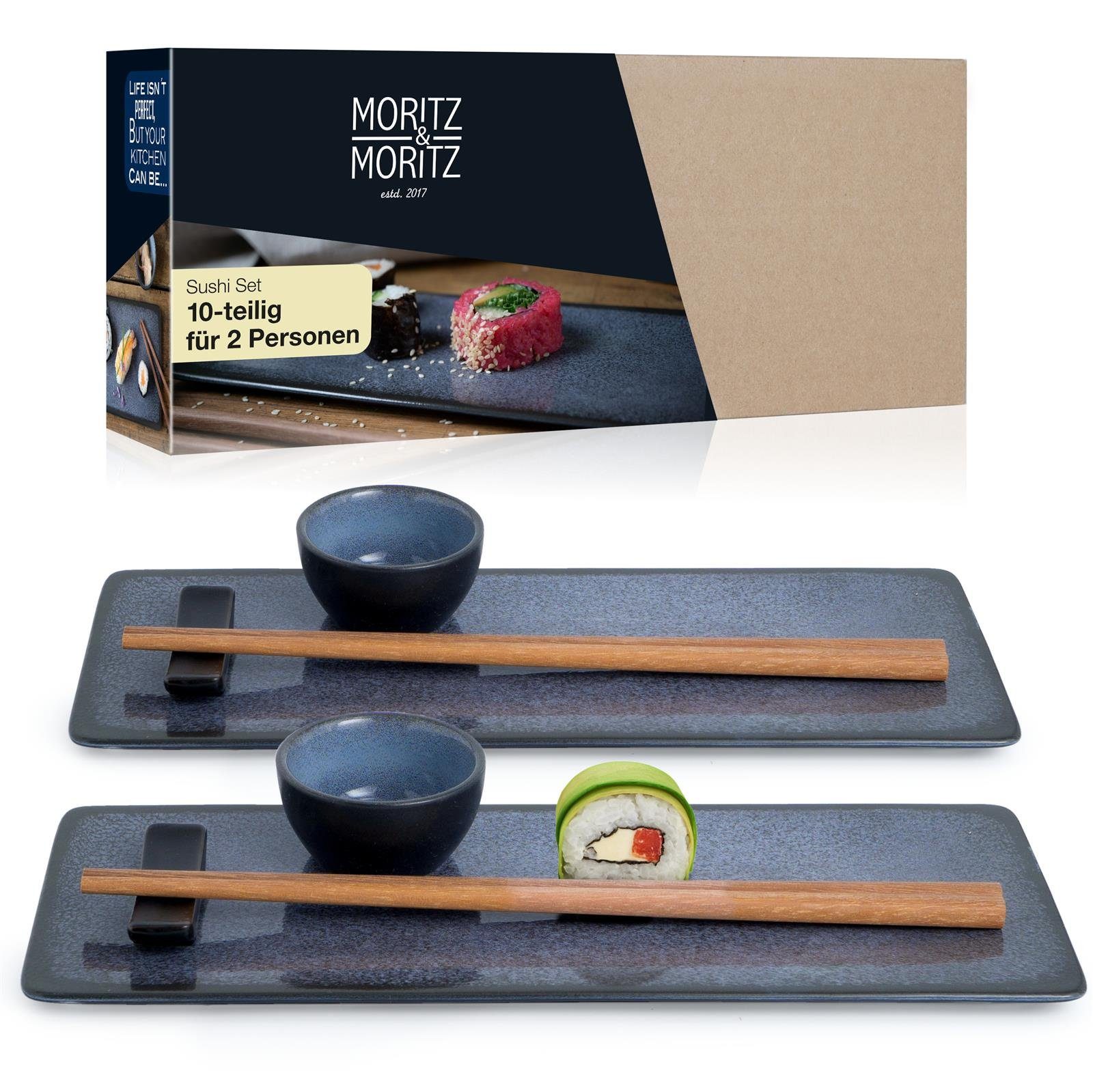 Moritz & Moritz Tafelservice VIDA Sushi Set Blau (10-tlg), 2 Personen, für 2 Personen - 10 Teile