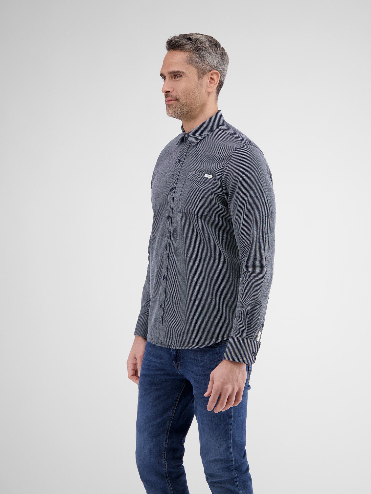 LERROS Langarmhemd LERROS Gestreiftes Herrenhemd, langarm