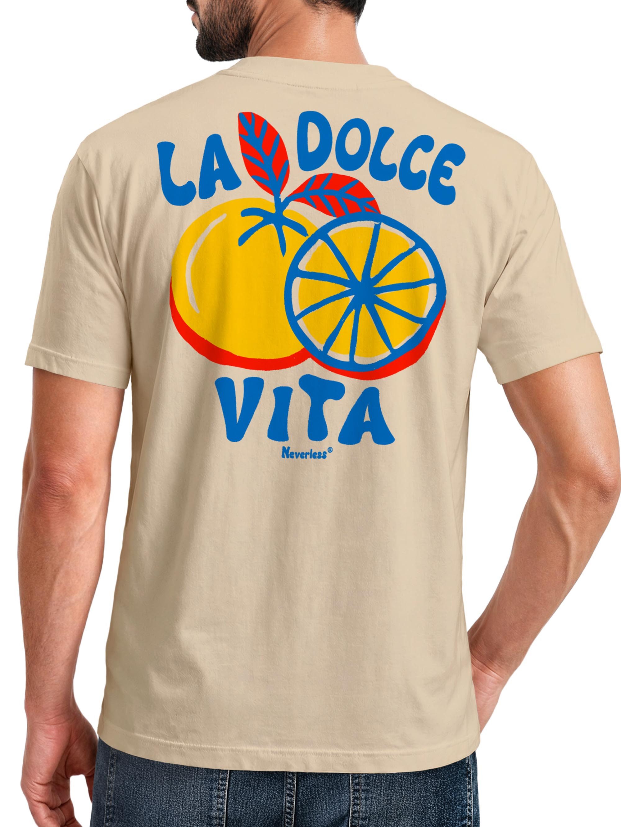 Neverless Print-Shirt Herren T-Shirt La Dolce Vita, Sommer Grafikshirt mit Zitrusfrucht mit Print