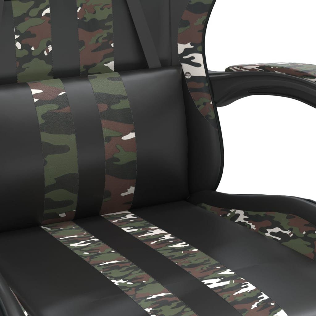 vidaXL Gaming-Stuhl Schwarz Schwarz Tarnfarben mit und Camouflage Drehbar Fußstütze und Gamingstuhl Kunstleder (1 St) | Schwarz Camouflage