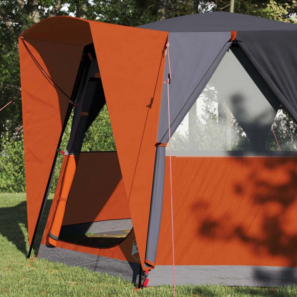 furnicato Faltzelt Family Cabin Zelt 320x320x203 cm Grau-Orange, (1 tlg), Campinglaube mit E-Port, Licht-Haken und Belüftungsfenstern für 3 Pers