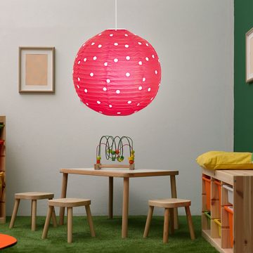 etc-shop Kugelleuchte, Leuchtmittel nicht inklusive, Design Decken Pendel Lampe rot weiß gepunktet Kinder Zimmer