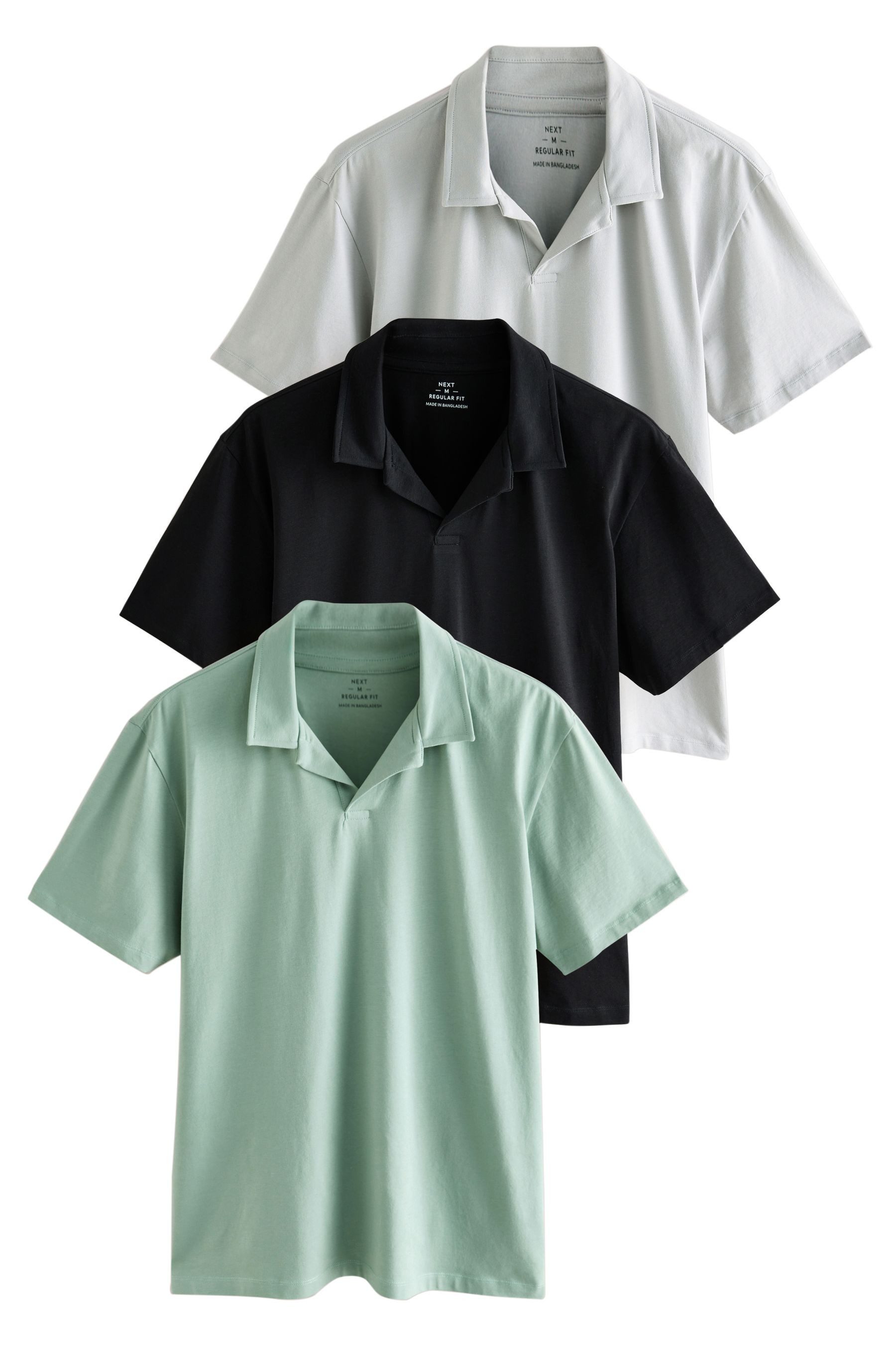 Poloshirt Kurzarm-Poloshirts mit Kuba-Kragen, 3er-Pack