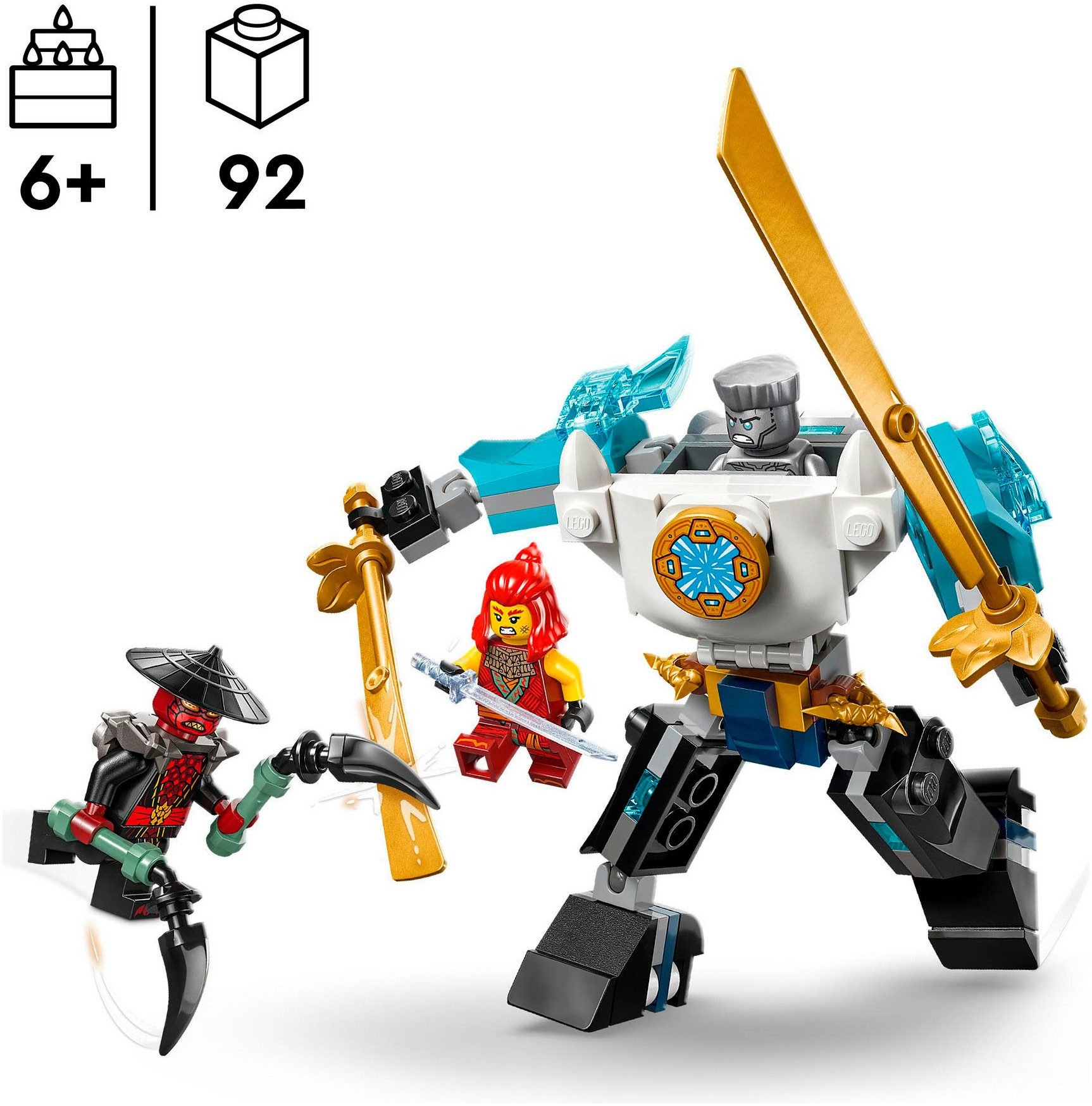 LEGO® Zanes Action-Mech (71827), LEGO Ninjago Konstruktionsspielsteine, (92 St), Made in Europe