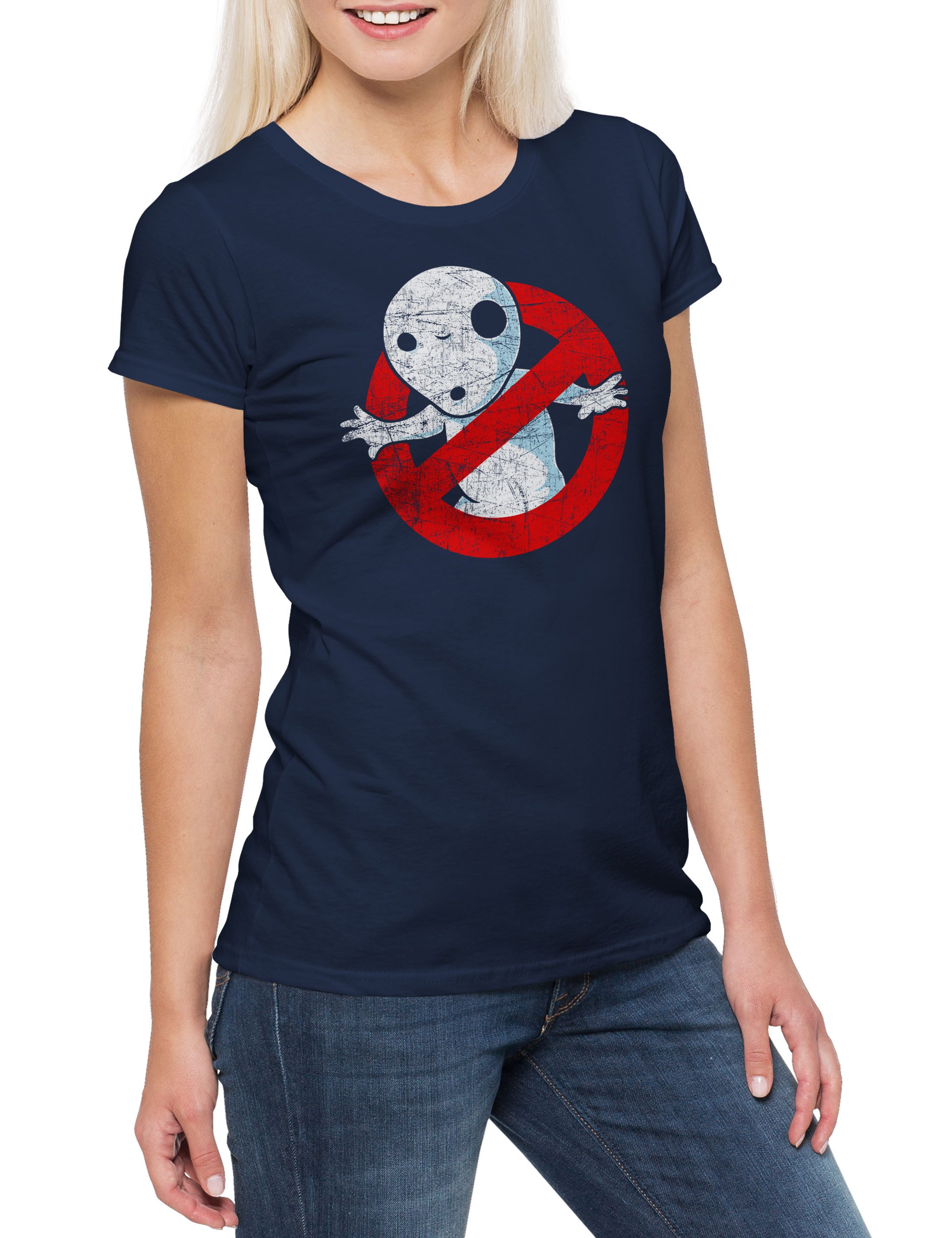 Print-Shirt Kodama Busters Damen T-Shirt 80s Geister Comic Ghost Geisterjäger