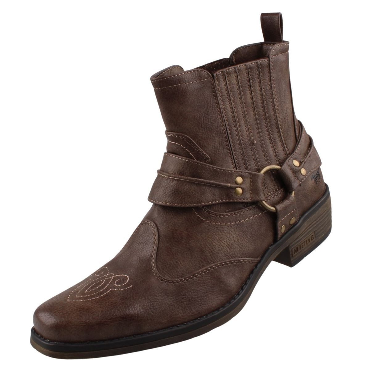 Mustang Shoes 4116501/3 Stiefelette Western-Boots mit dekorativem Stiefelband