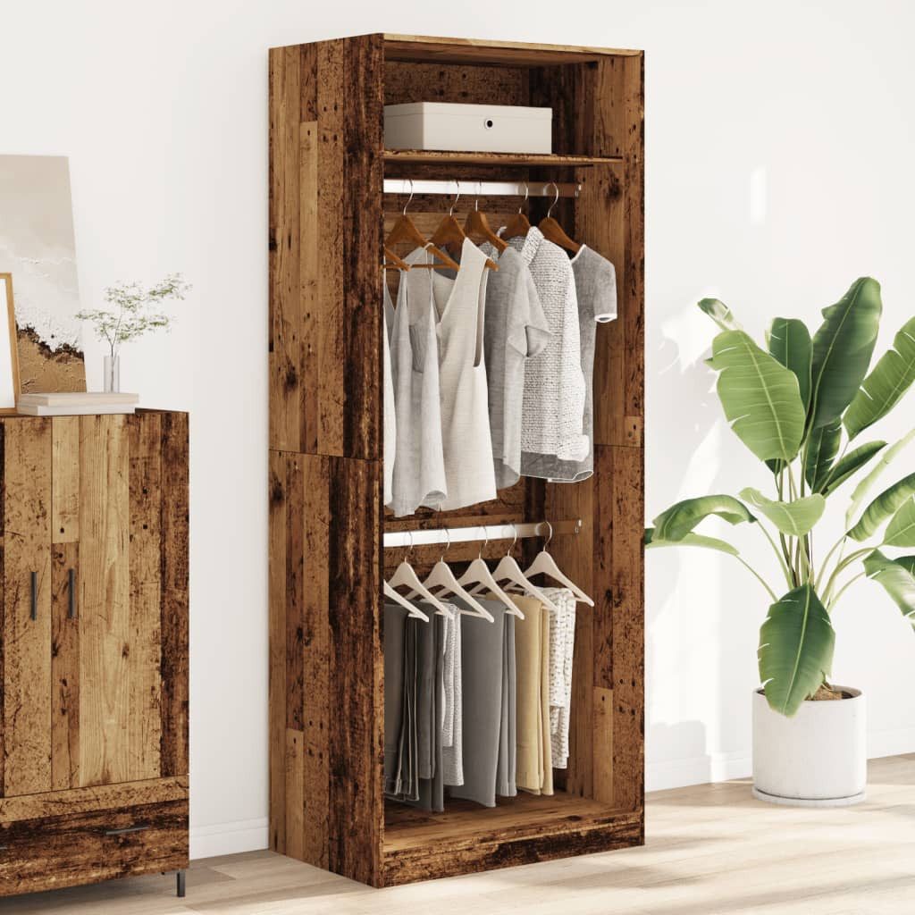 vidaXL Kleiderschrank 80 x 50 x 200 cm Kleiderschrank Altholz-Optik 80x50x200 cm Spanplatte