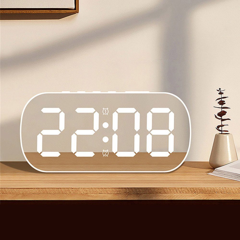 Dekorative Digital, Tischuhr Digital Uhr mit Moduls Anzeige Wecker Spiegel-Wecker, mit Snooze Wecker