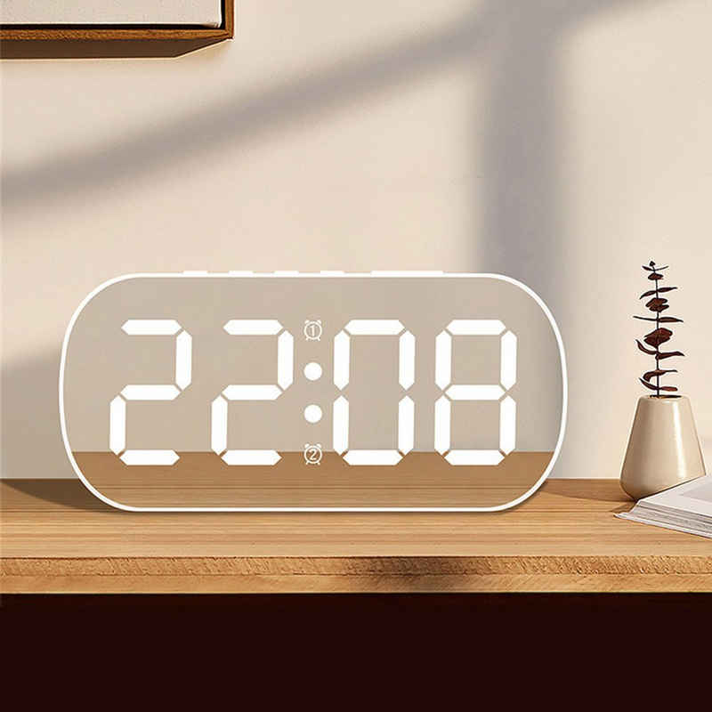 Dekorative Будильники Будильники Digital, Spiegel-Wecker, Tischuhr mit Anzeige Digital Uhr mit Snooze Moduls