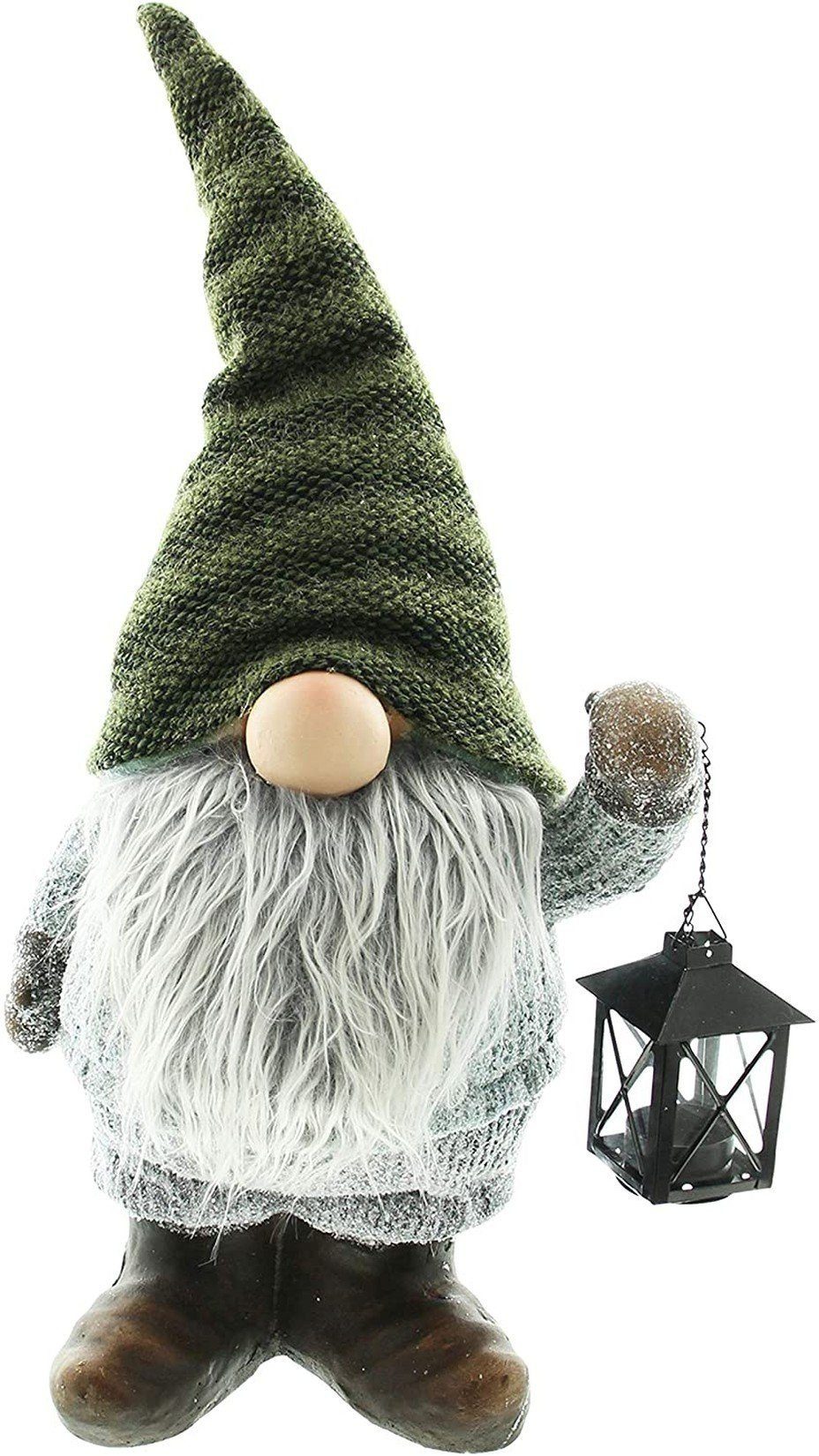 Home-trends24.de Wichtel Wichtel Zottelbart Laterne Teelicht-Halter Deko Figur Weihnachten