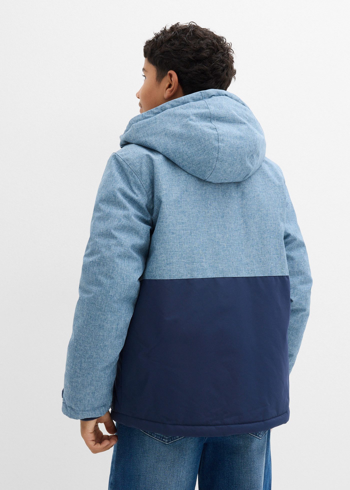bonprix Winterjacke im Colourblocking-Design, mit wattierter Kapuze, windabweisend