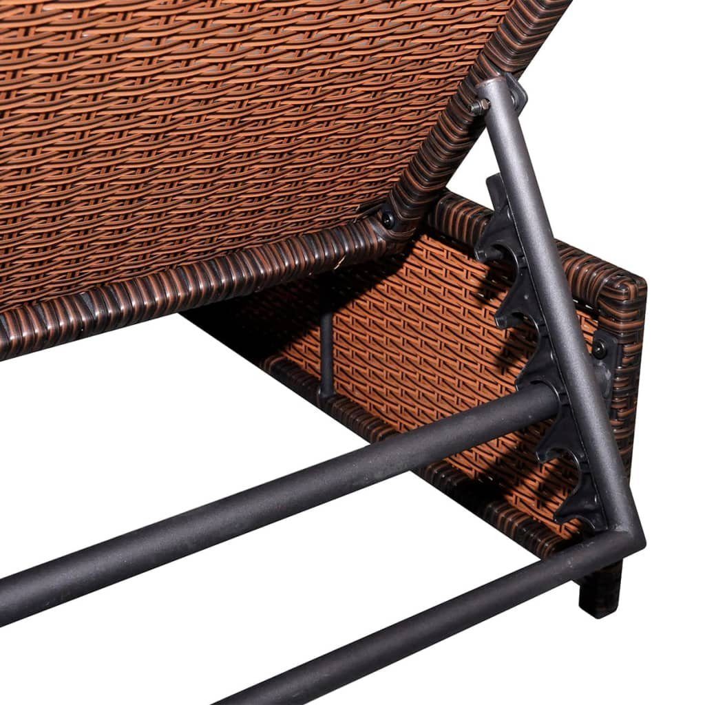 vidaXL Gartenliege Outdoor-Lehnstühle 2 Stk. mit Tisch Braun Poly Rattan, 3 St.