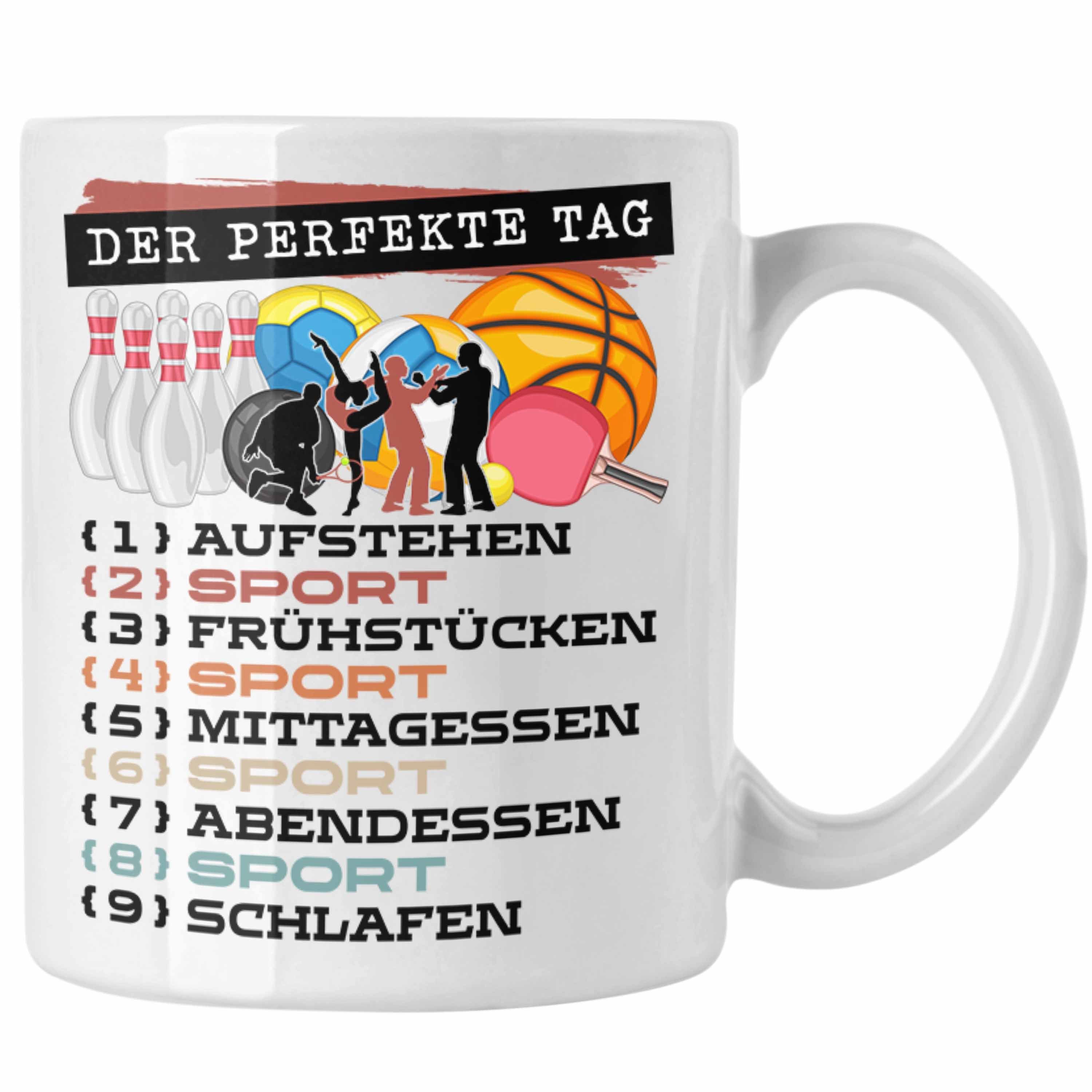 Trendation Tasse Trendation - Sportler Tasse Geschenk für Ballsportler Spruch Der Perfe Weiss