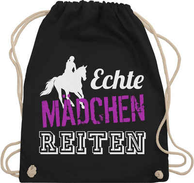 Shirtracer Turnbeutel Echte Mädchen Reiten - Geschenk Reiterin Pferdegeschenke Reiten, Pferd & Pferde