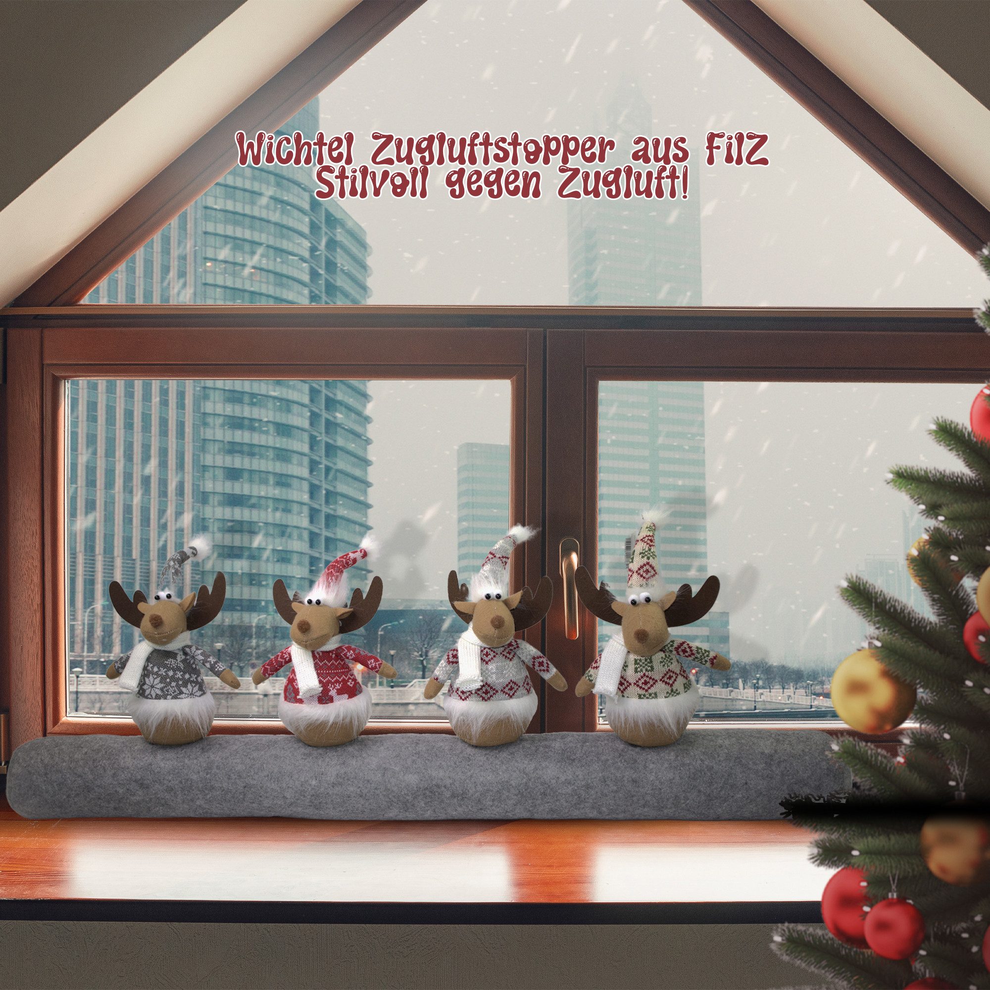 hausleben Zugluftstopper für Türen mit 5 Wichteln oder mit 4 Elchen– 90 cm günstig online kaufen