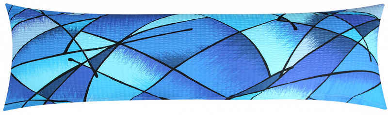 Seitenschläferkissenbezug, Heubergshop (1 Stück), Seersucker 40x145cm 100% Baumwolle Wildes Muster Blau Modern (183/2)