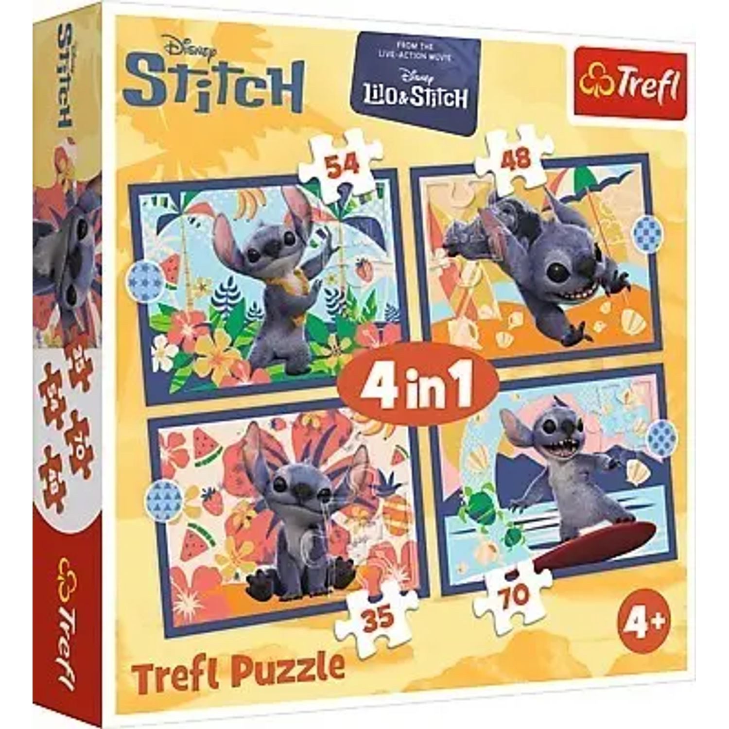 Trefl Puzzle 4 in 1 Puzzle 35, 48, 54, 70 Teile Lilo & Stitch der Film, 70 Puzzleteile