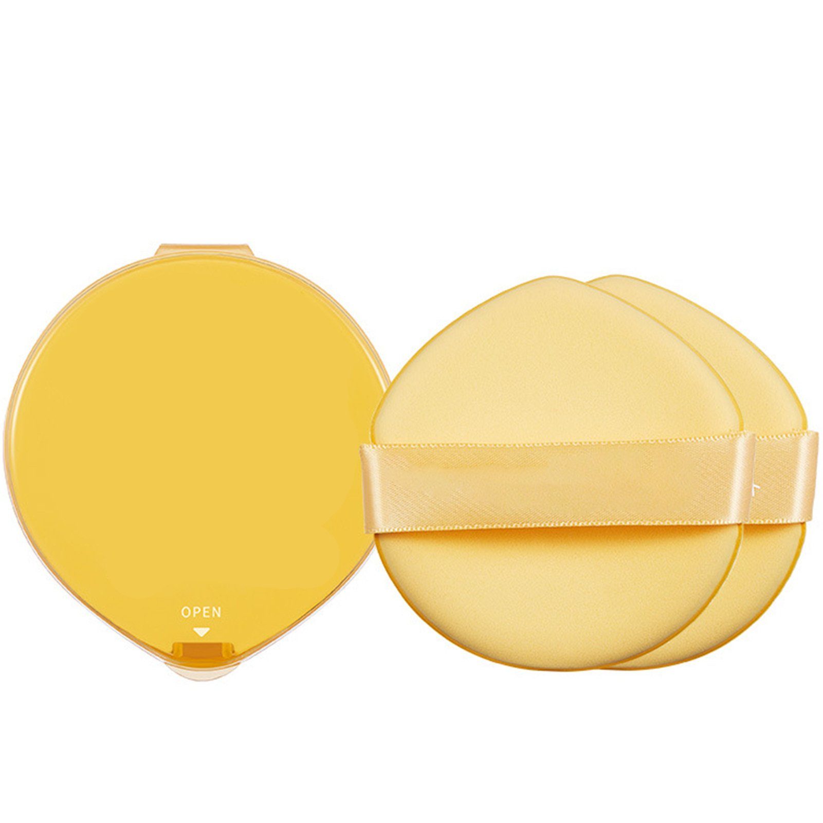 Blusmart Puderquaste 2 Stück Große für Gesichts-Make-up Trocken tlg., Puderquaste Und Mit Box, 2 Dual-Use-Make-up-Schwamm Nass, Tropfenförmige yellow