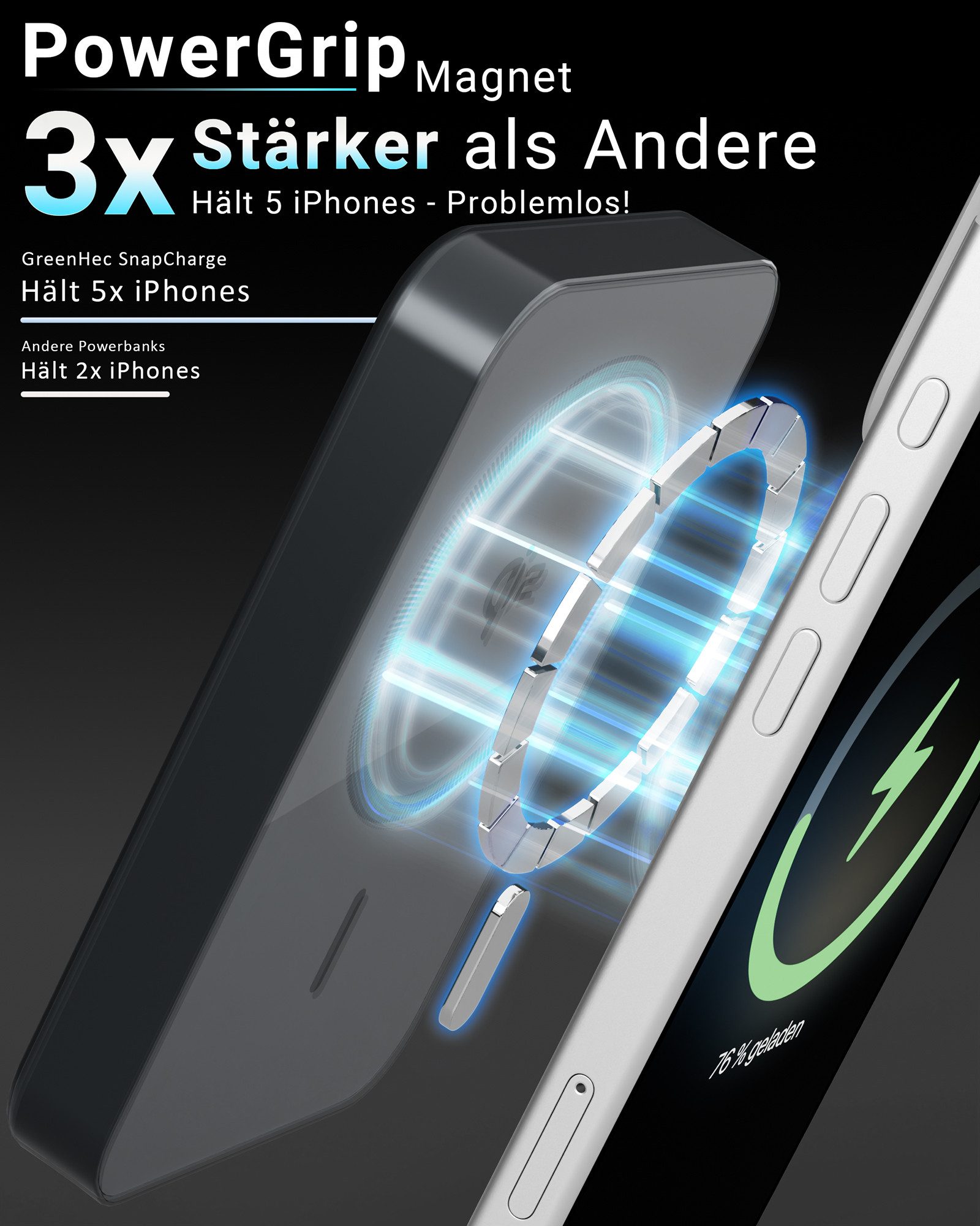 GreenHec Powerbank Magsafe iPhone 17 16 Pro Max Magnetisch 10000mAh Zubehör Air Powerbank GreenHec 25w Powerbank A 10000 mAh (1.5 V), 25w Wireless Power Bank Magnet Induktiv Kabellos Batterie Akku Charger