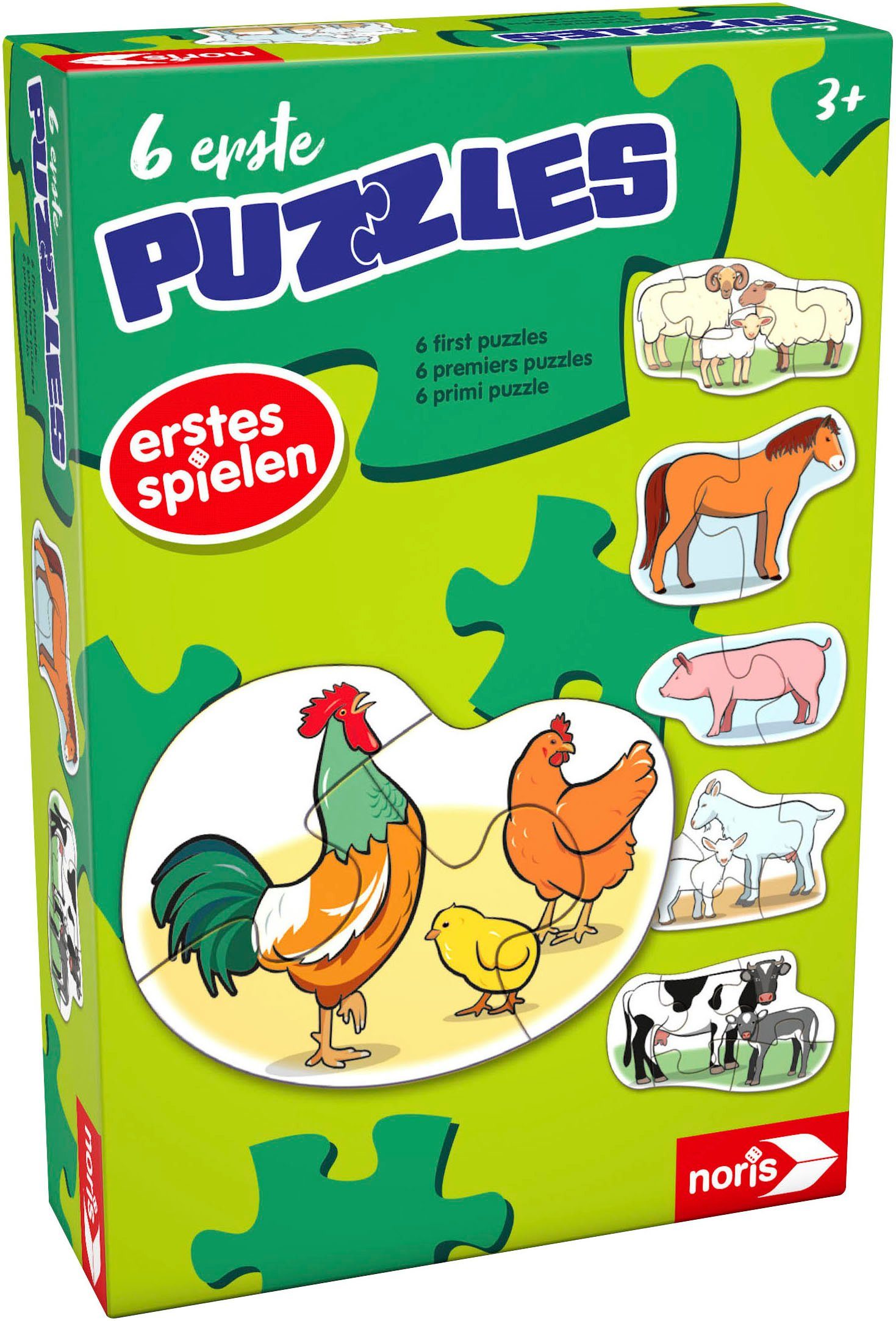 Noris Puzzle 6 erste Puzzles - Bauernhoftiere, 19 Puzzleteile günstig online kaufen