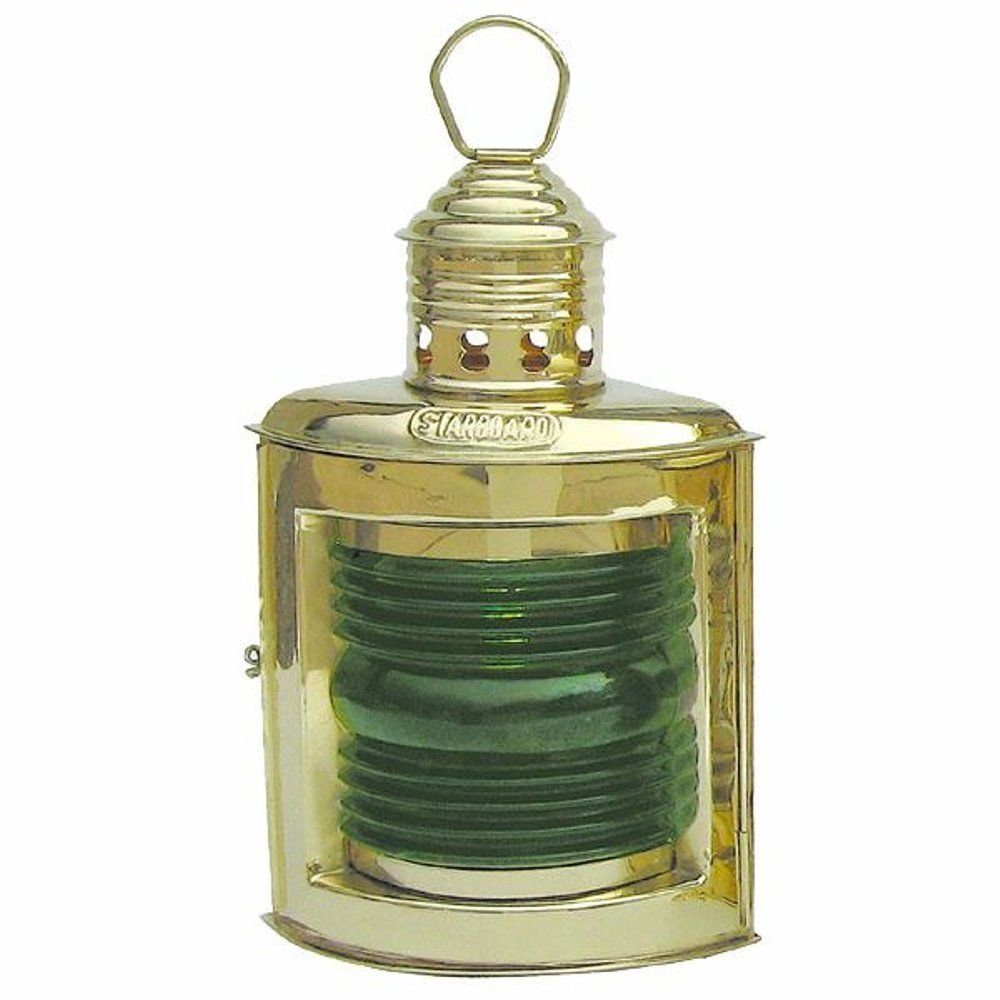 Linoows Windlicht Schiffslampe, Steuerbord Laterne, Positionsleuchte (1 maritime Petroleum Lampe Grün 23 cm), Schiffslaterne aus Messing