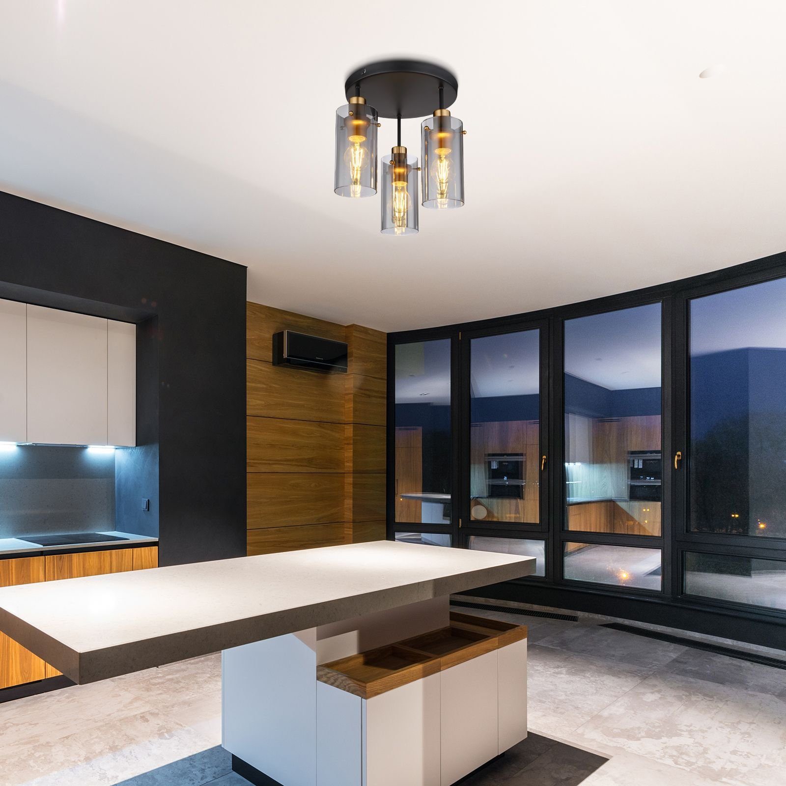 Globo Deckenleuchte GLOBO Deckenleuchte schwarz Deckenlampe Küche Schlafzimmer Wohnzimmer