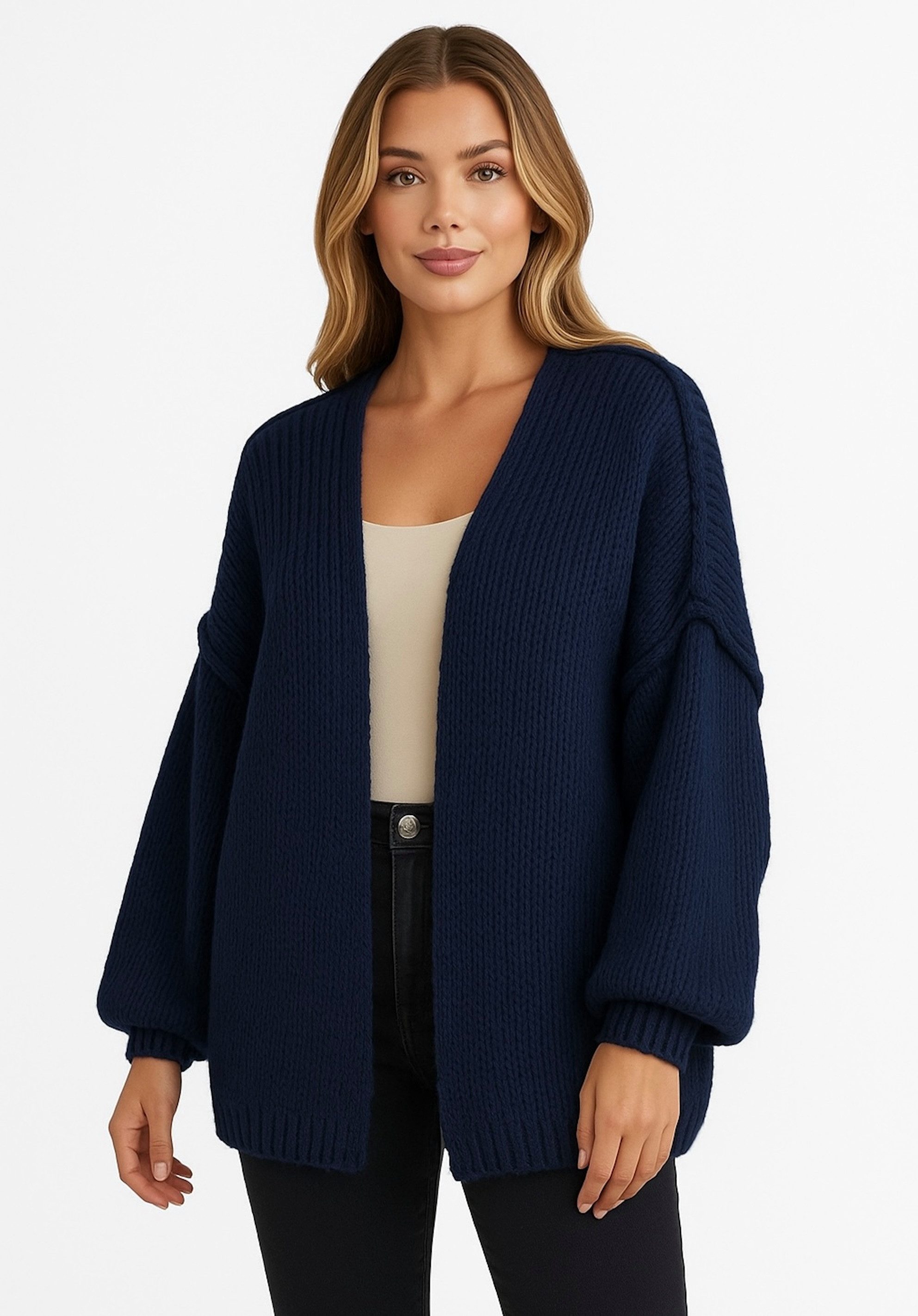 Worldclassca Cardigan Worldclassca Strickjacke Cardigan Uni Open Front Pullover Lang Casual Neue Kollektion - Stilvolle und gemütliche Strickmode für Damen