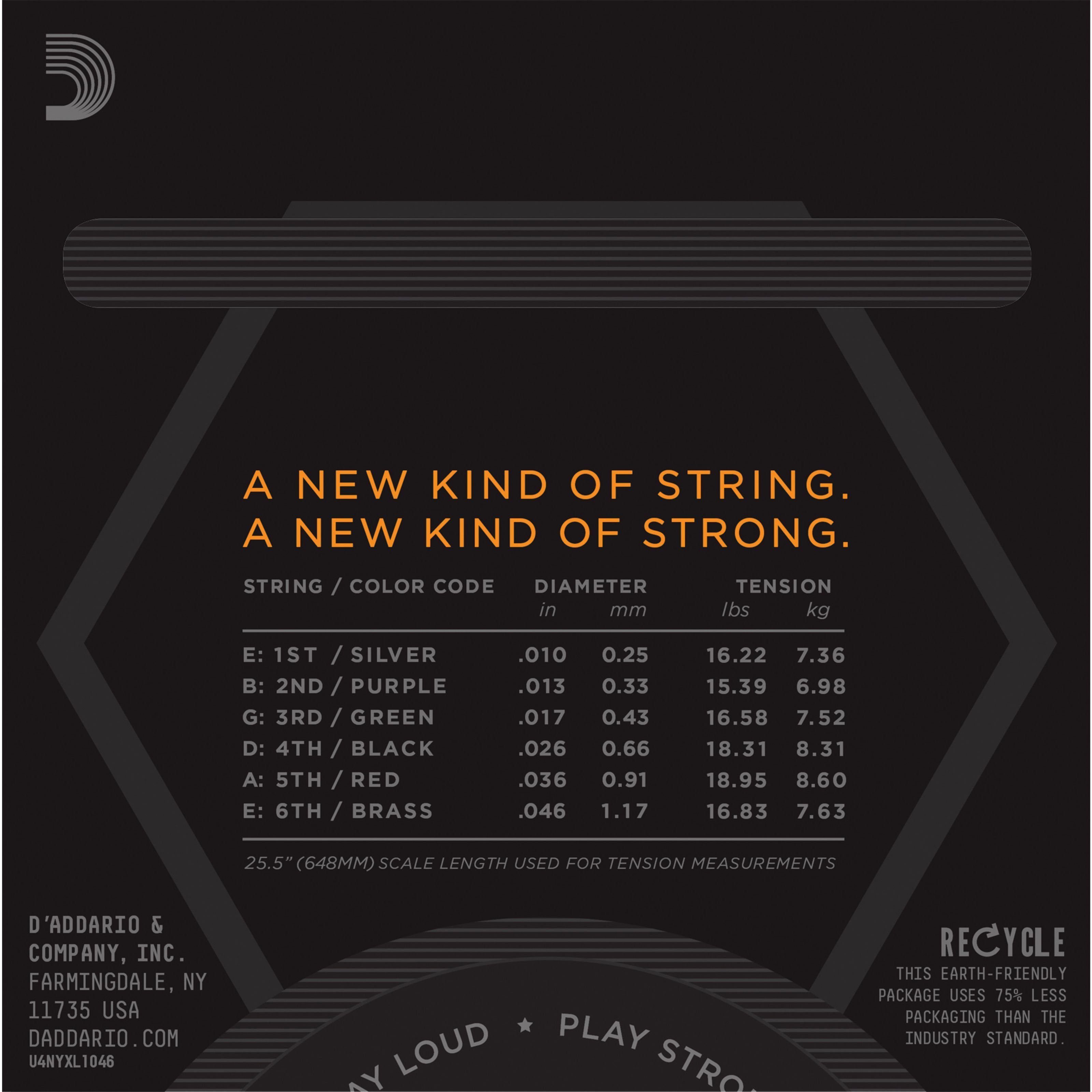 Daddario Saiten, (NYXL 10-46 Carbon Steel Alloy), NYXL 10-46 Carbon Steel Alloy - E-Gitarrensaiten