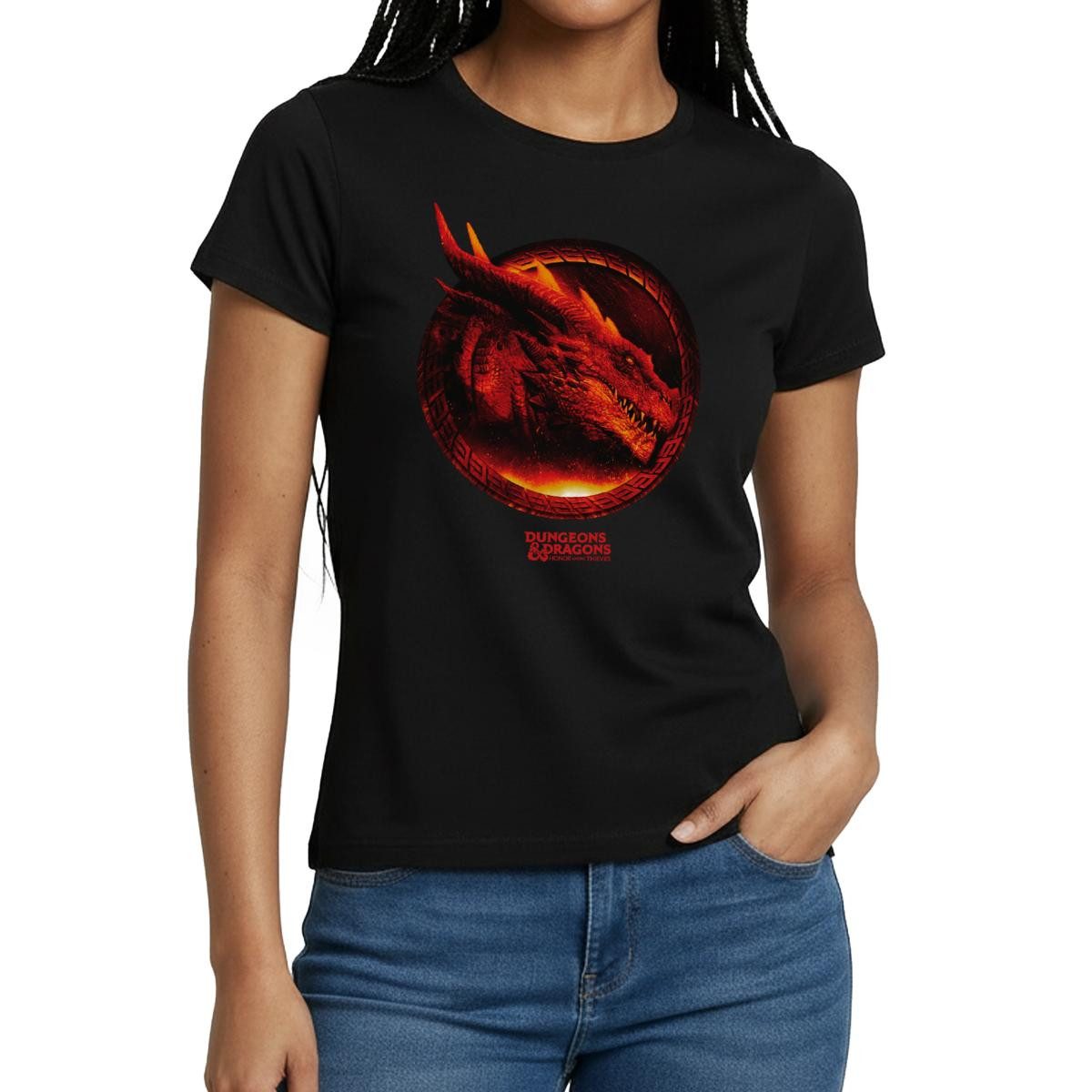 T-Shirt Dungeons & Dragons DnD Roter Drachenkopf Frauen T-Shirt