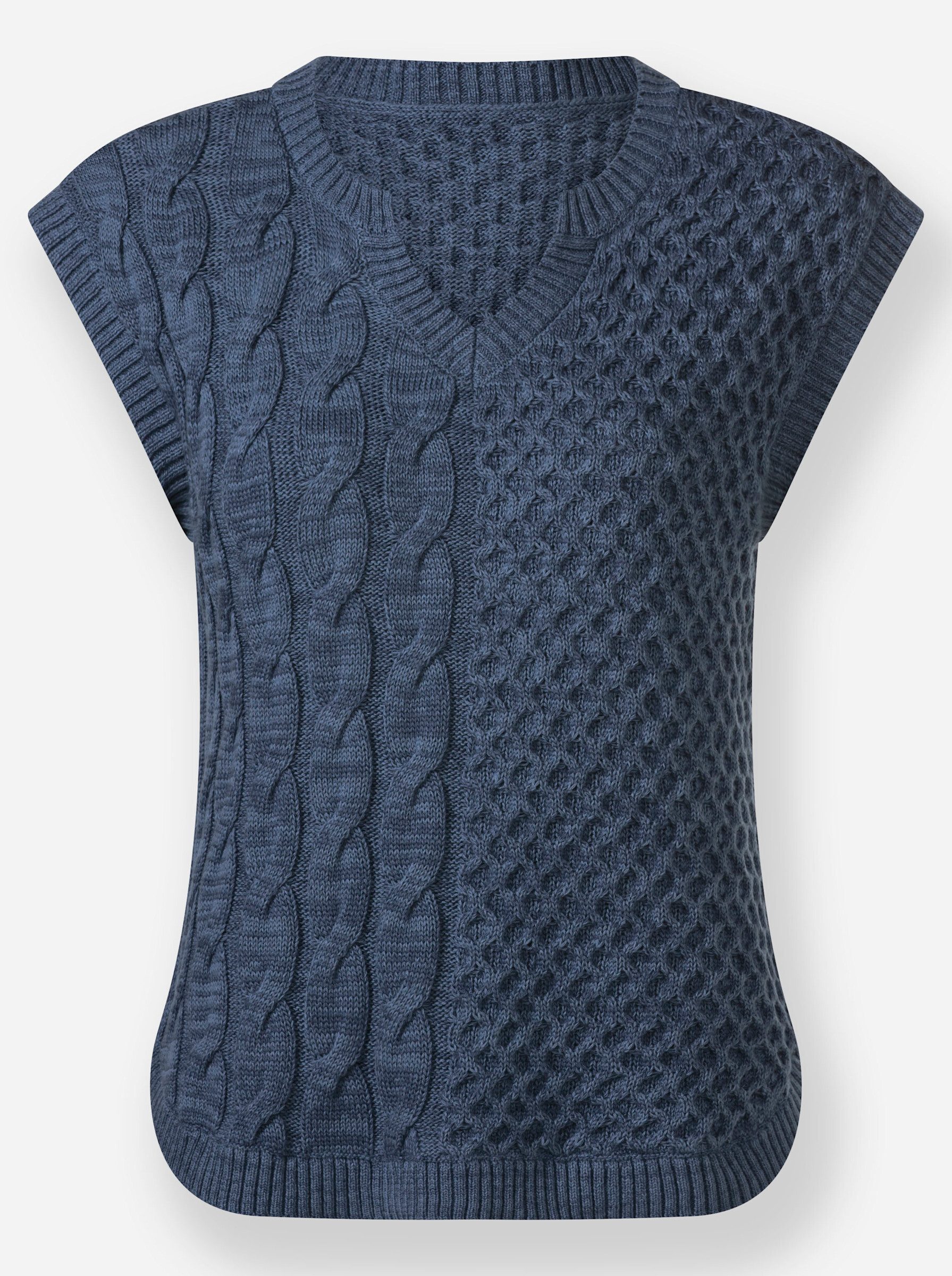 Strickpullover Pullunder Ärmellos Zopfmuster