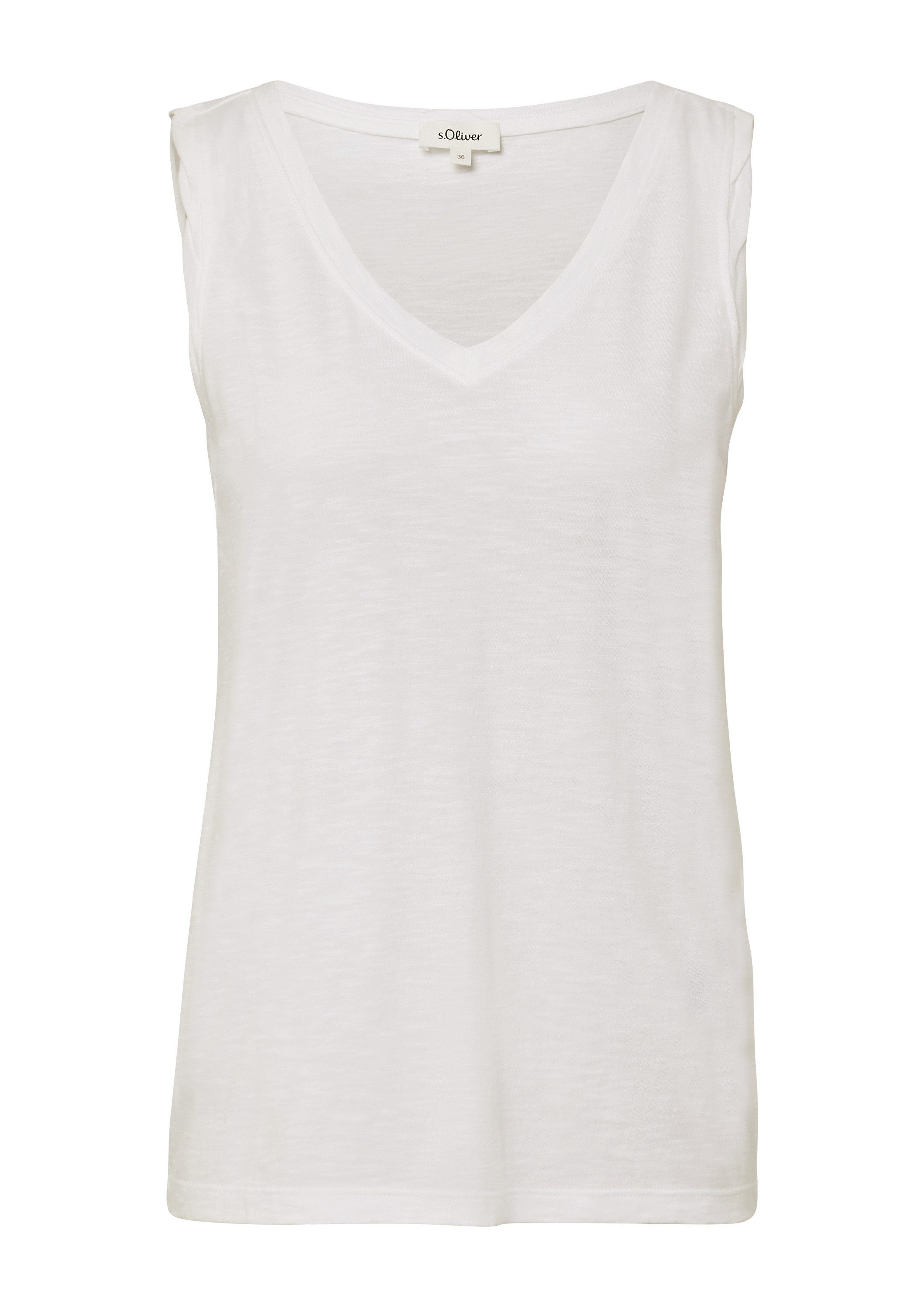 s.Oliver Muscleshirt T-Shirt Top mit Flammgarnstruktur und V-Ausschnitt günstig online kaufen