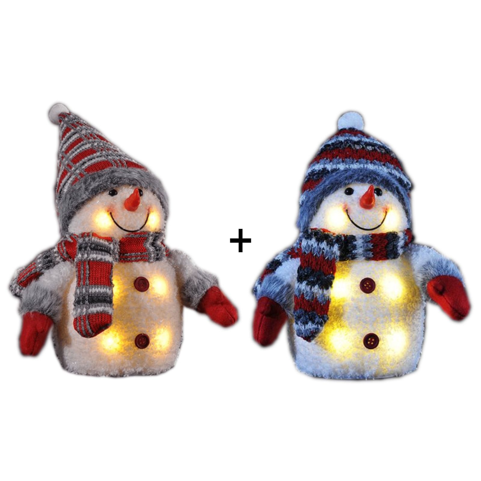 Gravidus Schneemann 2er Set Schneemann Dekofigur LED Weihnachtsfiguren
