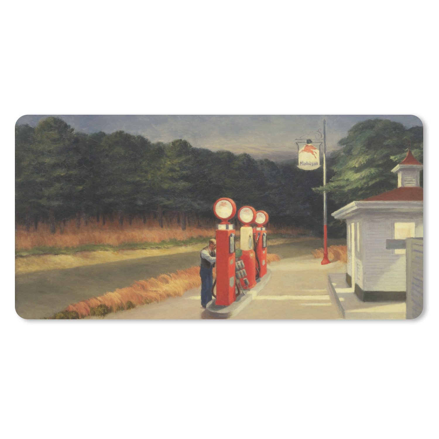 MuchoWow Mauspad Benzin - Edward Hopper (1-St), Mousepad mit Rutschfester Unterseite, Gaming XXL, Großes, 120x60 cm
