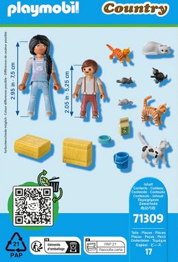 Playmobil® Konstruktions-Spielset Katzenfamilie (71309), Country, (17 St), teilweise aus recyceltem Material; Made in Germany