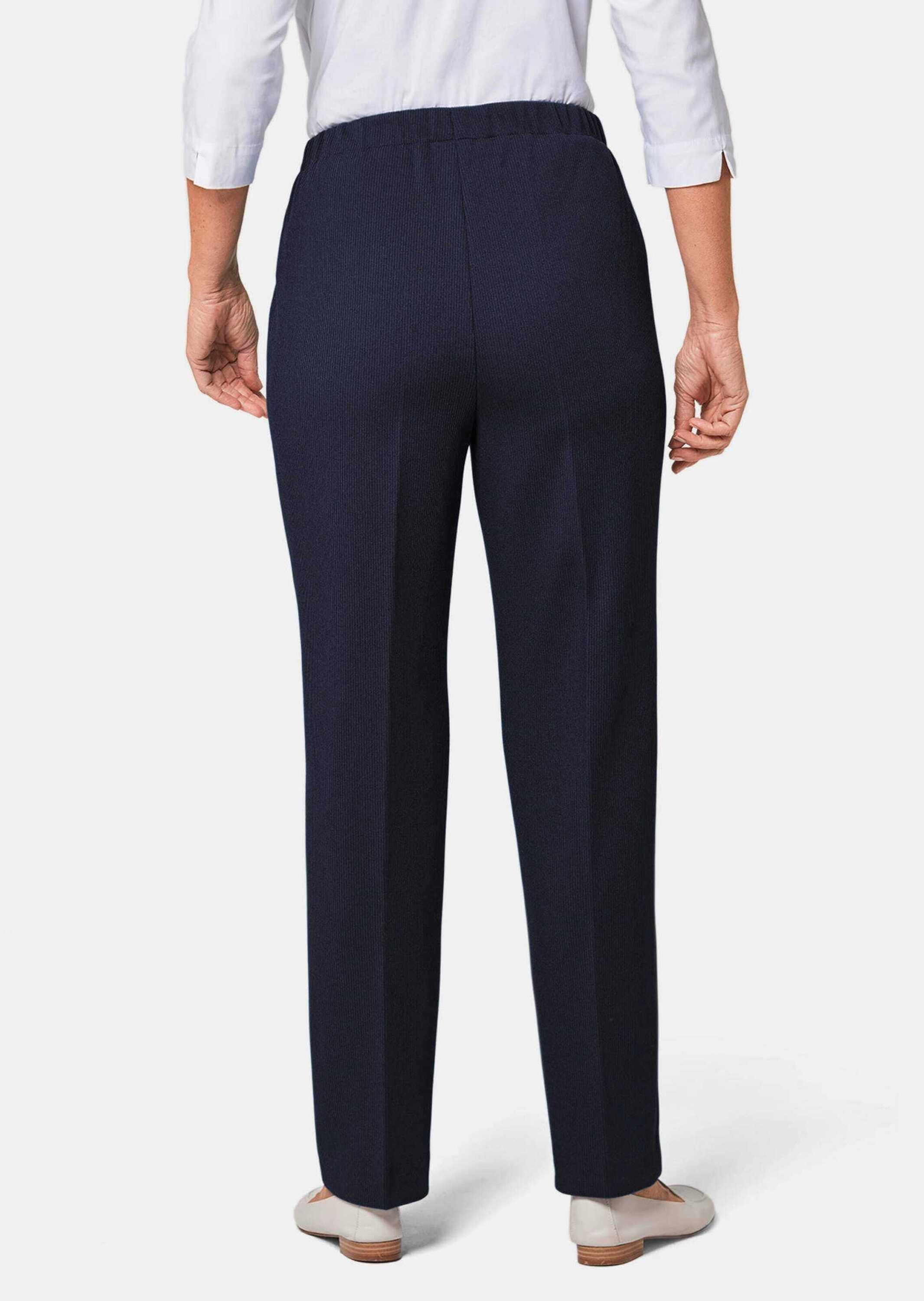 GOLDNER Schlupfhose Rippenhose mit Biesen Bequeme Stretchhose mit Schlupfbund und Knöchellänge