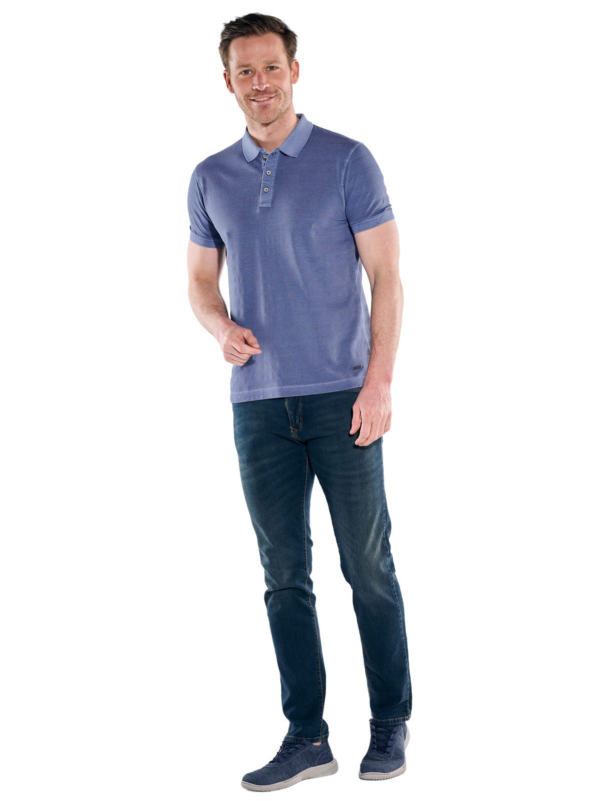 Engbers Poloshirt Herren Poloshirt aus Baumwolle mit Farbeffekt, Brilliantblau