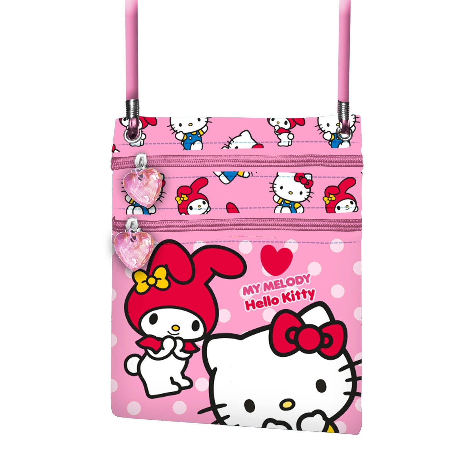 Karactermania Schultertasche Action Vertikal Schultertasche Lovely Hello Kitty Rosa, Zwei Reißverschlussfächer, Verstellbarer Schultergurt, Strapazierfähig