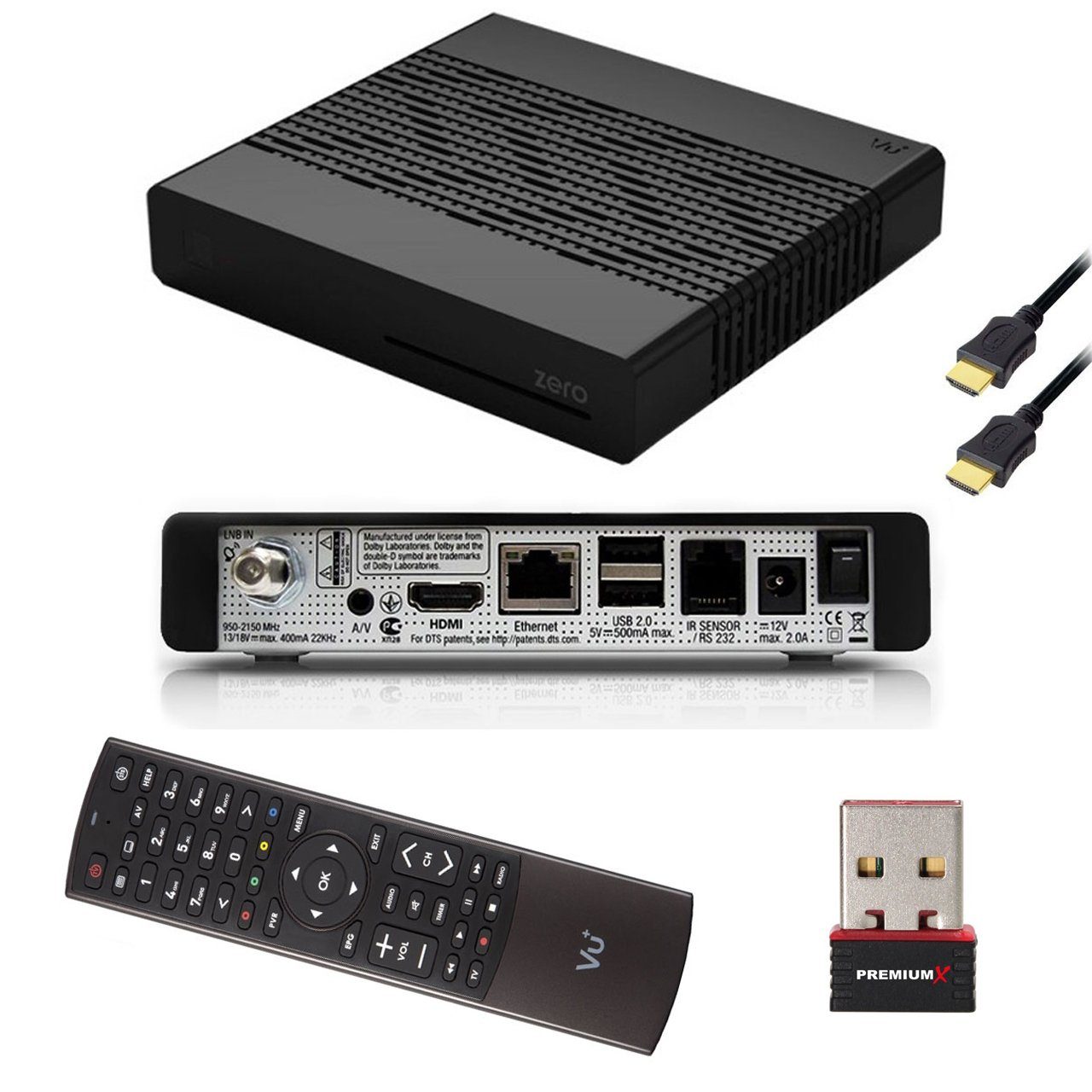 Zero Black DVB-S2 Tuner Sat Linux Receiver FULLHD mit Wlan Stick SAT-Receiver